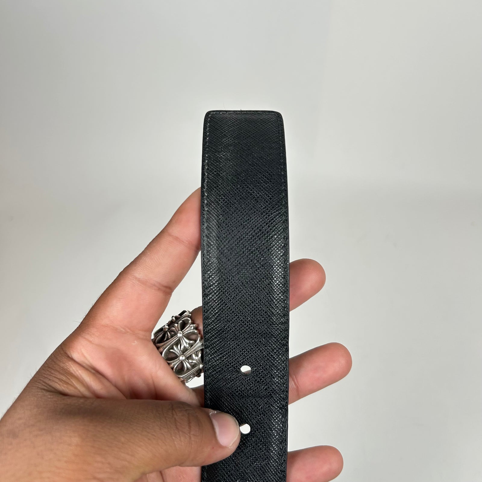 Prada Black Alligator Logo Belt Size 90