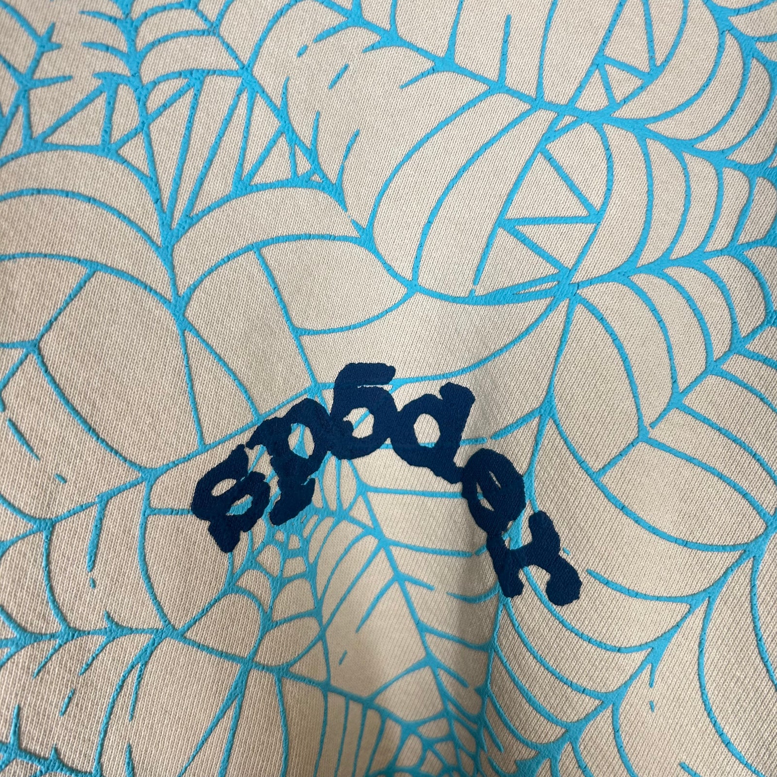 Sp5der Blue All Over Print Hoodie Size L