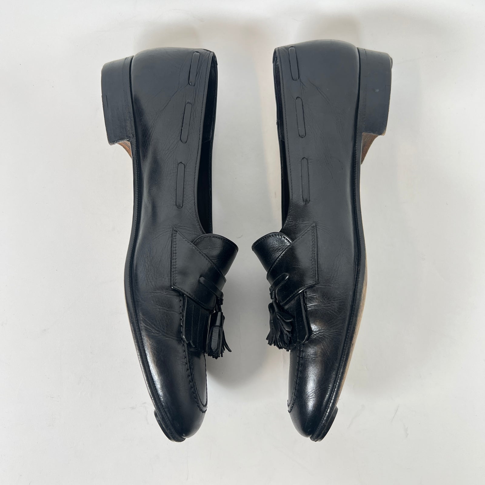 Salvatore Ferragamo Black Leather Tassel Loafers Size 8.5