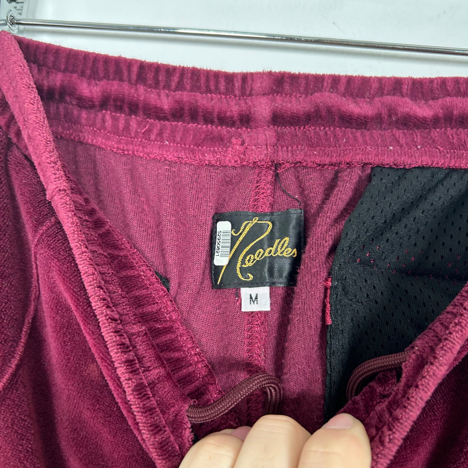 Needles Velour Red Narrow Track Pants Size M