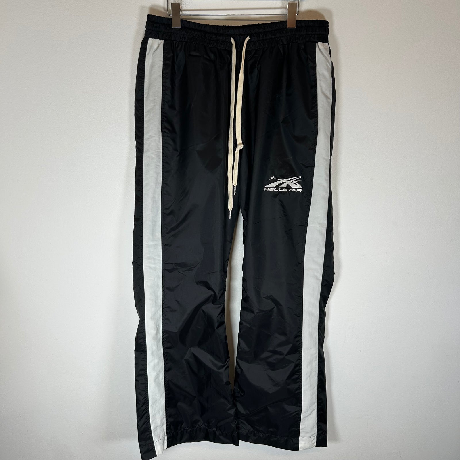 Hellstar Black/White Nylon Track Pants Size XL