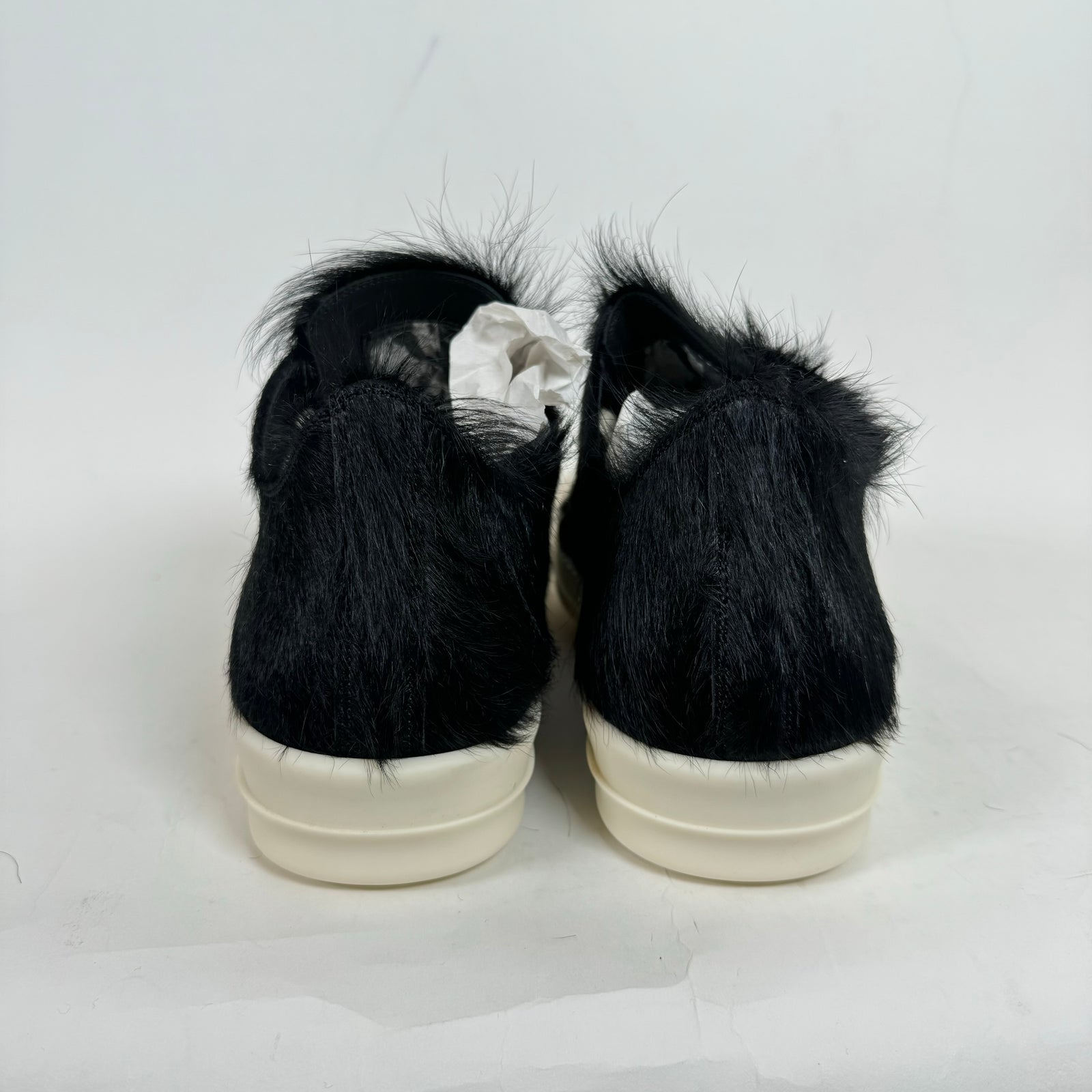 Rick Owens Black Pony Hair Low Ramones Size 47