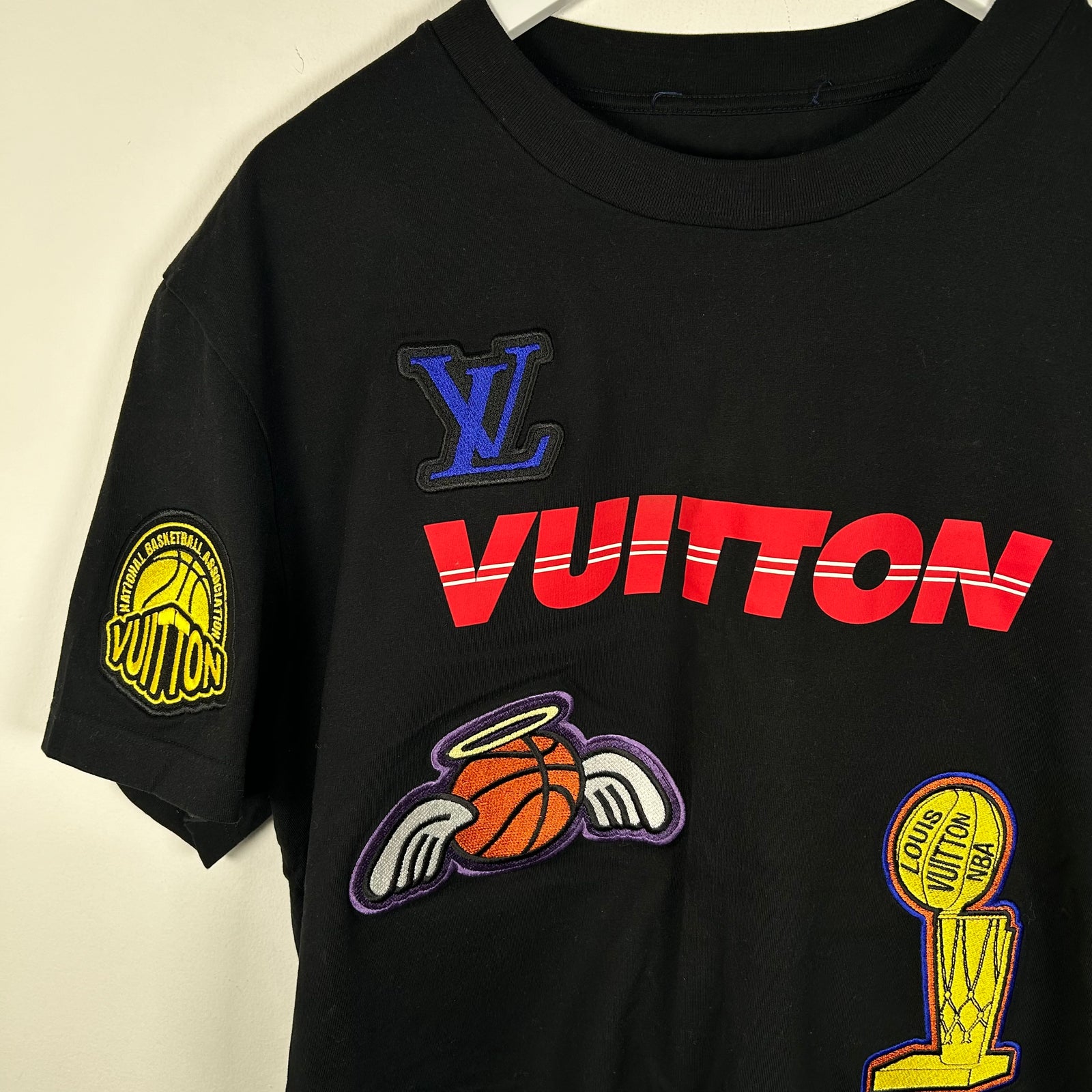 Louis Vuitton x NBA Black Patchwork Logo T-Shirt Size XL