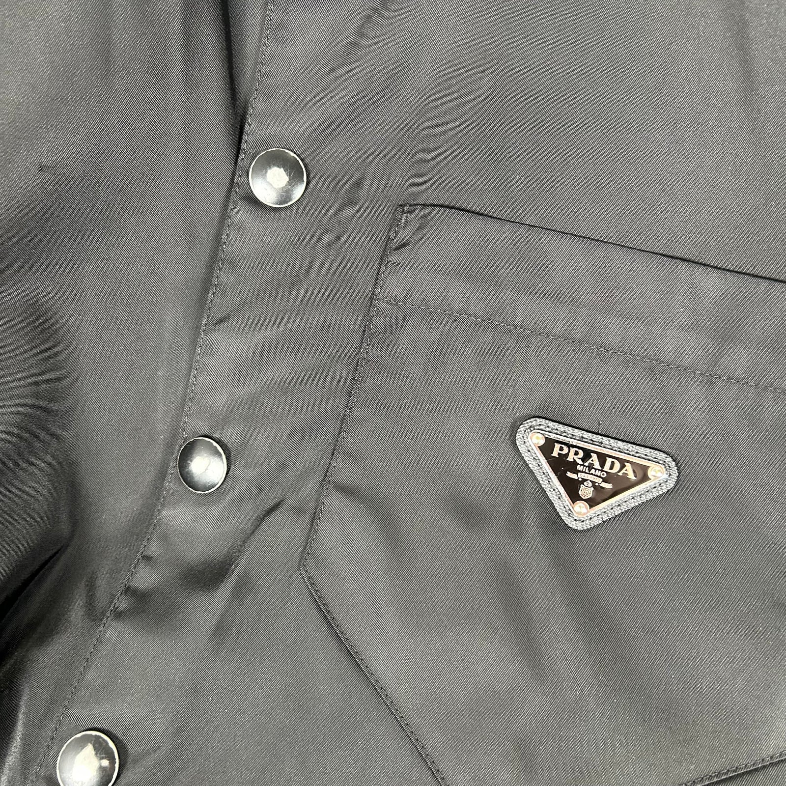 Prada Re-Nylon Logo Button-Up Shirt Size M