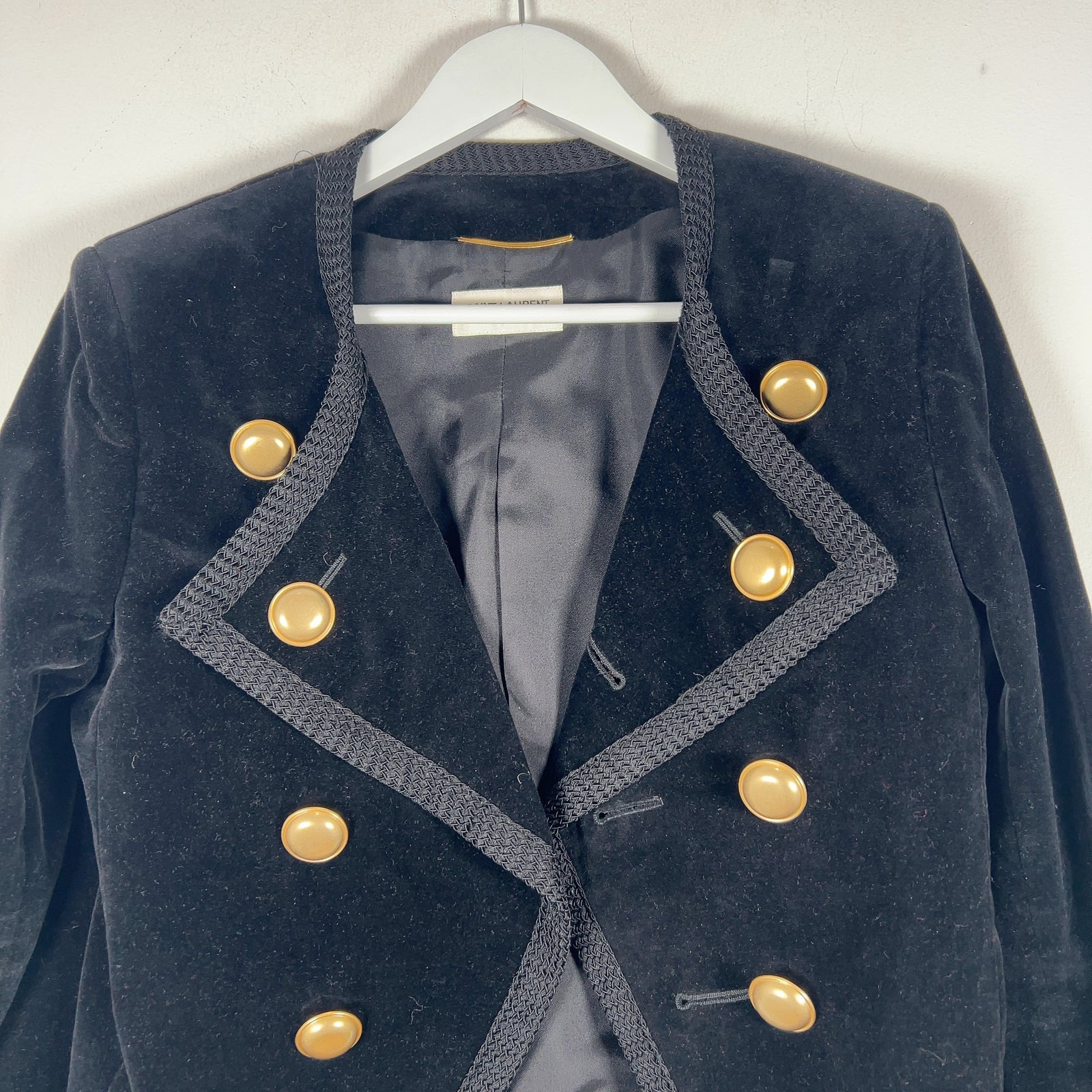 Saint Laurent FW16 Double Breasted Velour Short Blazer Jacket Size S