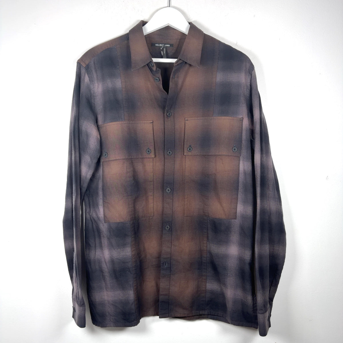 Helmut Lang Multi-Plaid Button-Up T-Shirt