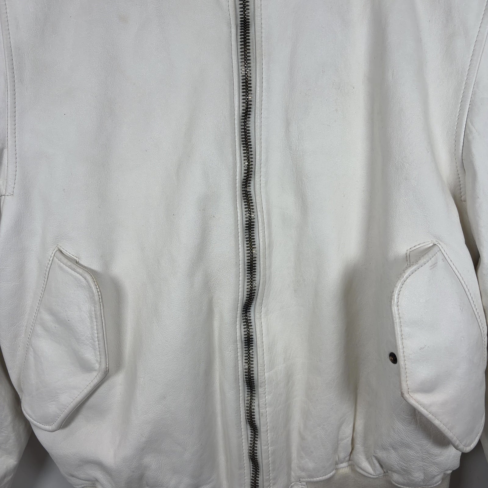 Raf Simons SS23 White Leather Bomber Jacket