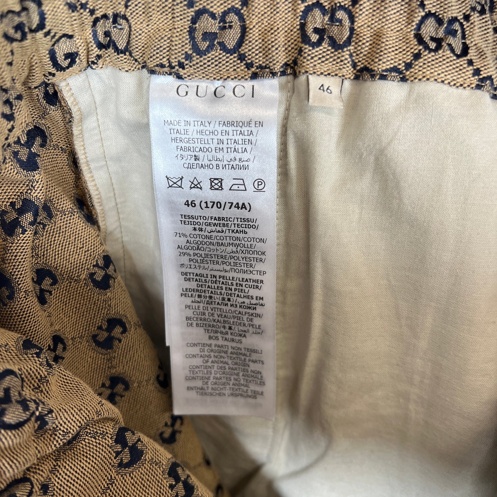 Gucci GG Monogram Canvas Pants Size 30
