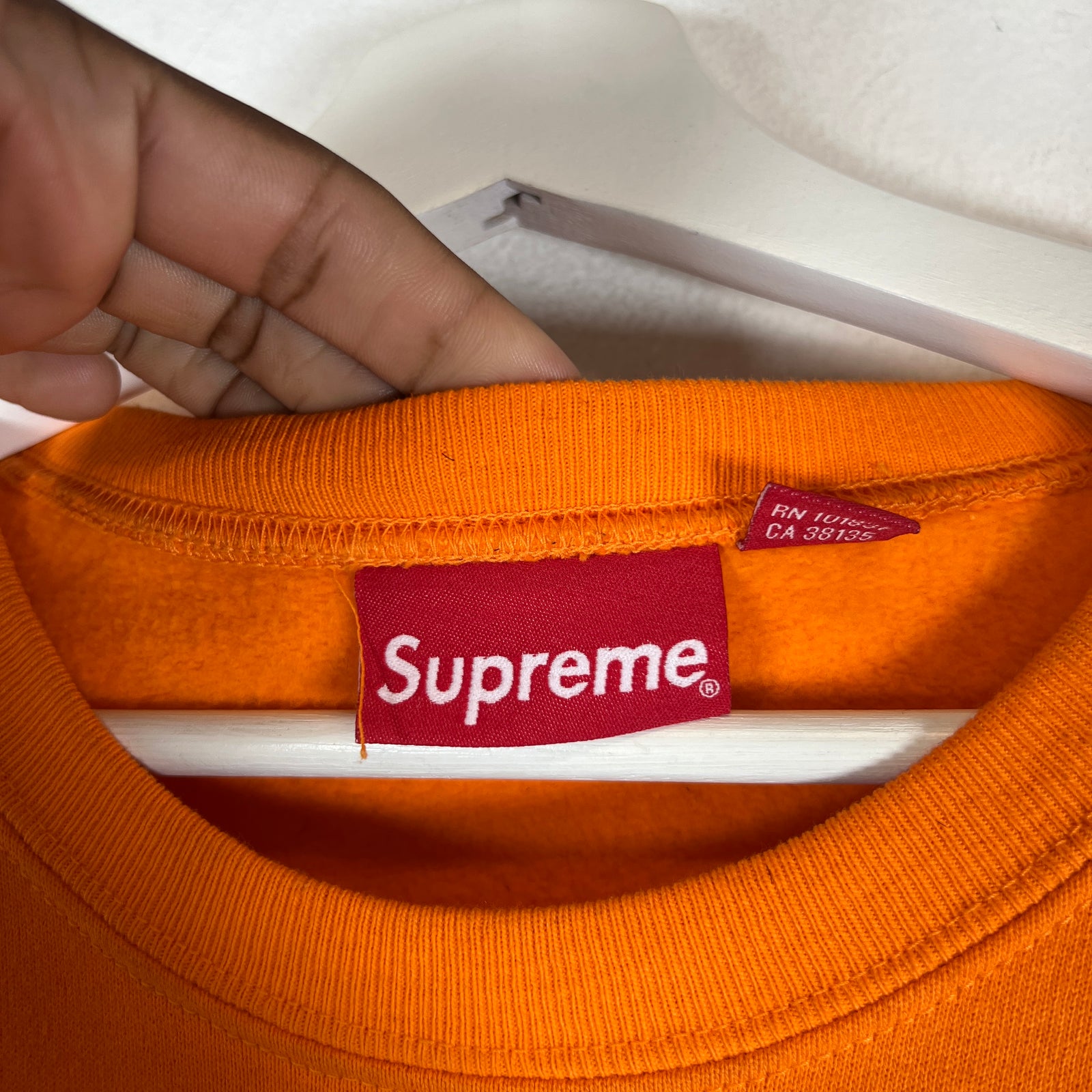 Supreme Orange Warm Up Logo Crewneck Size L