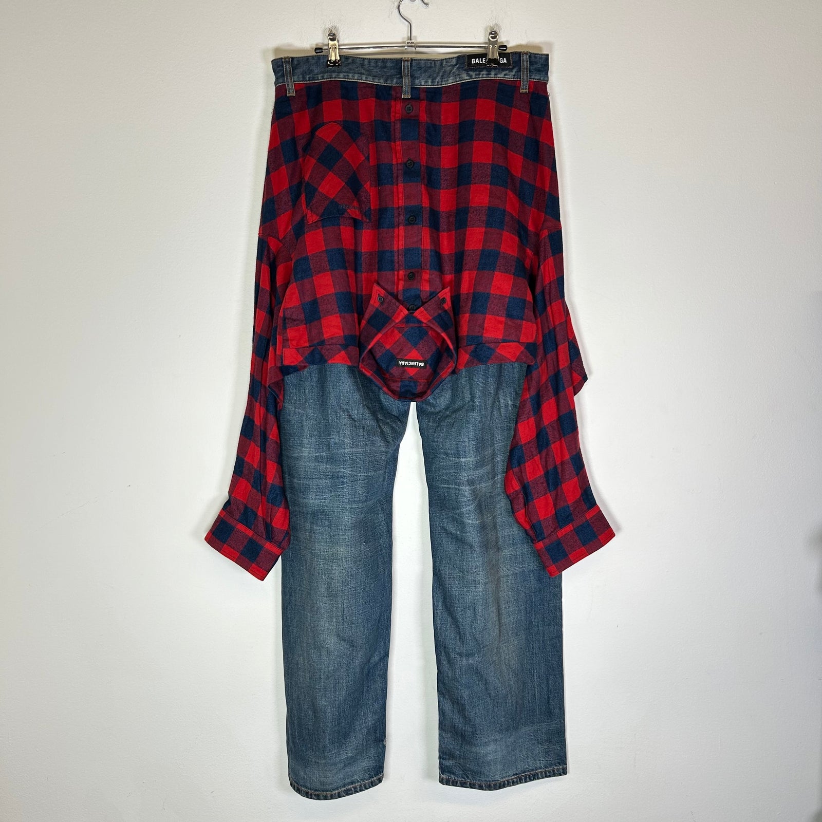Balenciaga SS21 Hybrid Flannel Shirt Denim Jeans