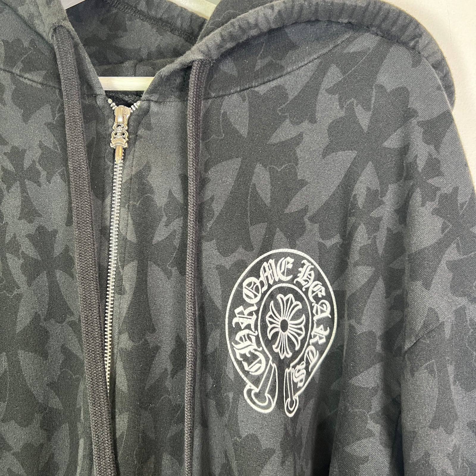 Chrome Hearts Black Cemetery Cross Floral Zip-Up Hoodie Size XL