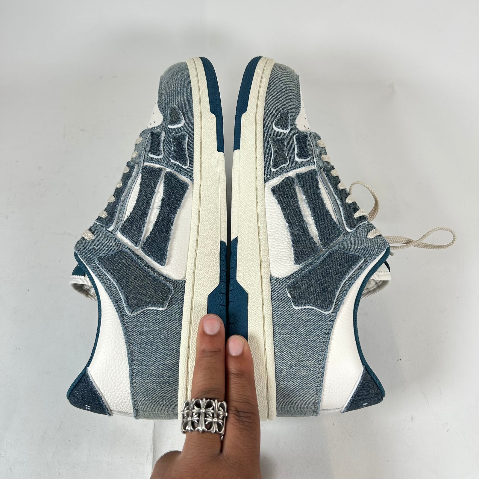 Amiri Blue Denim Skel Low-Top Sneaker Size 46