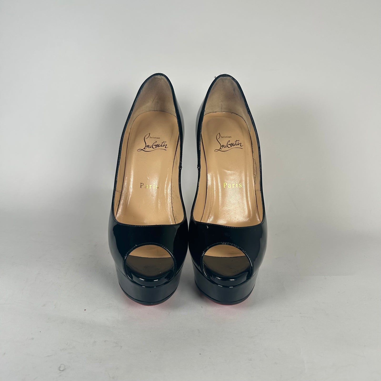 Christian Louboutin Lady Peep 150 Black Platform Heels Size 37