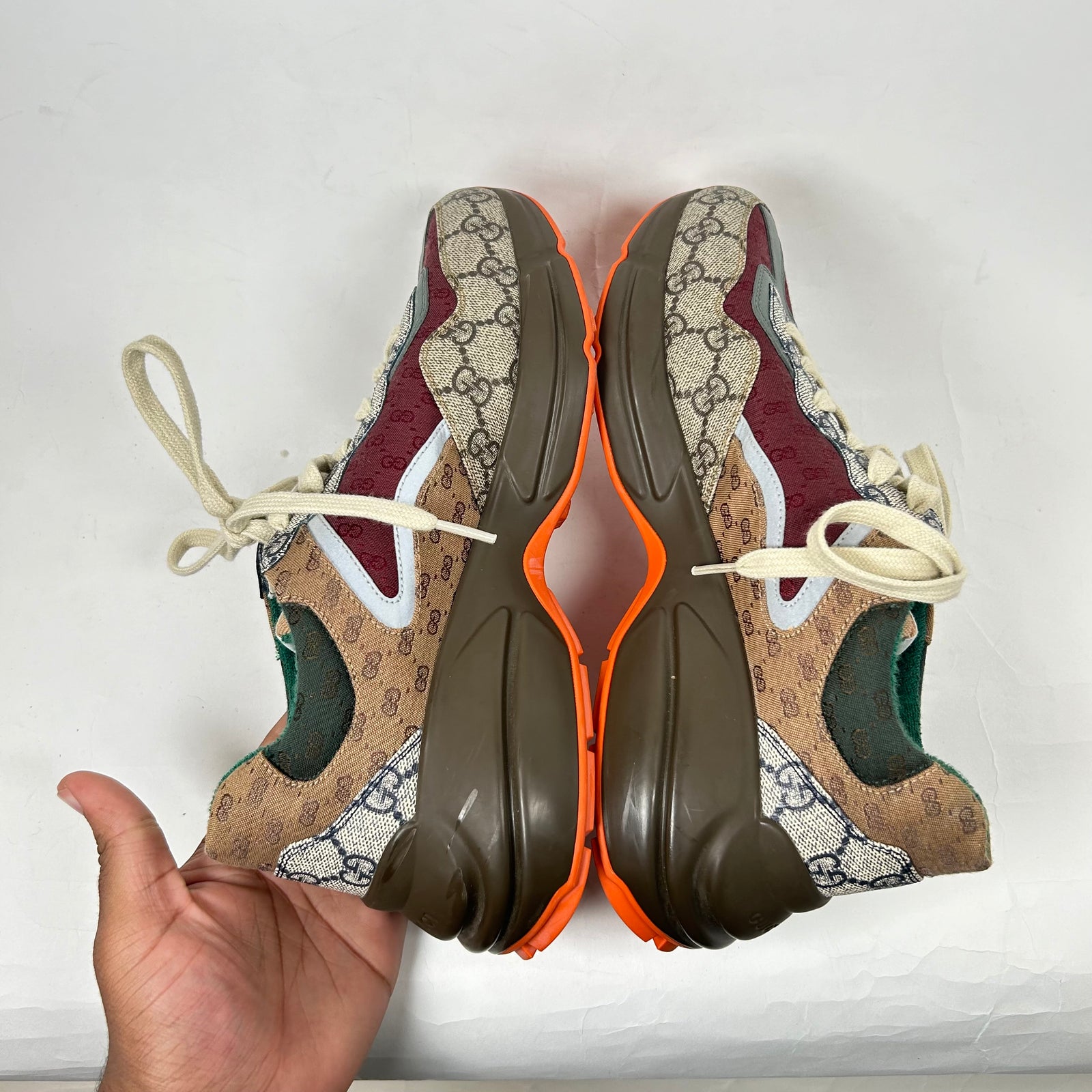 Gucci Tan Multicolor Rython Sneakers Size 6