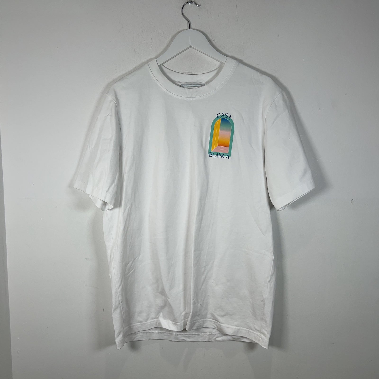 Casablanca Blue Outline Doorway Graphic White T-Shirt