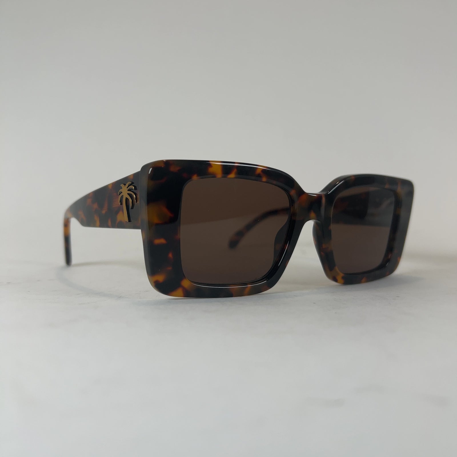 Palm Angels Large Square Tortoise Shell Frame Sunglasses