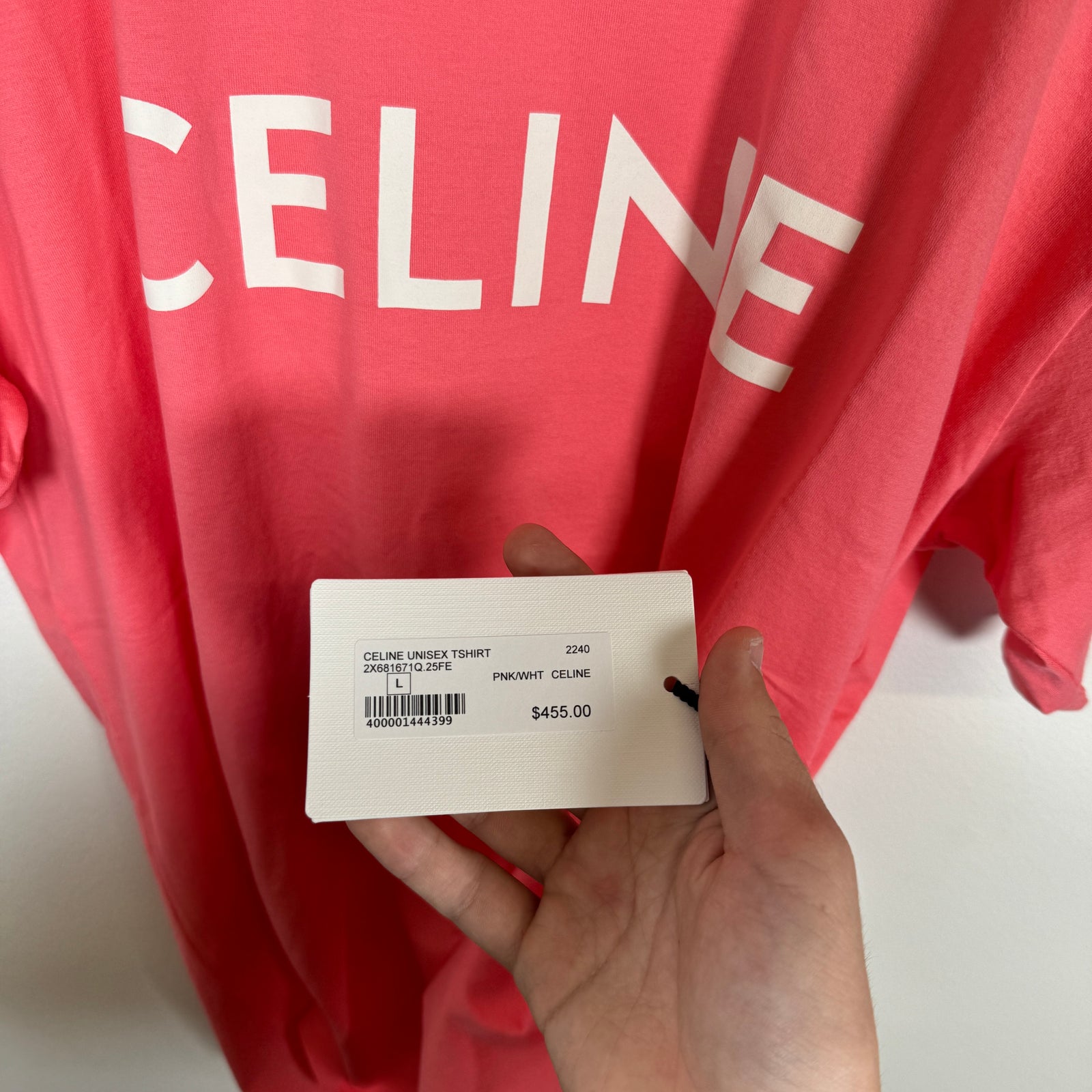 Celine Pink Logo Tee Size M