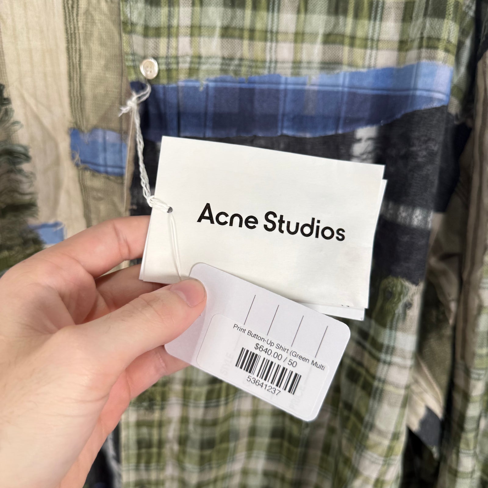 Acne Studios Trompe L'oeil Patchwork Button Up Shirt Size 50