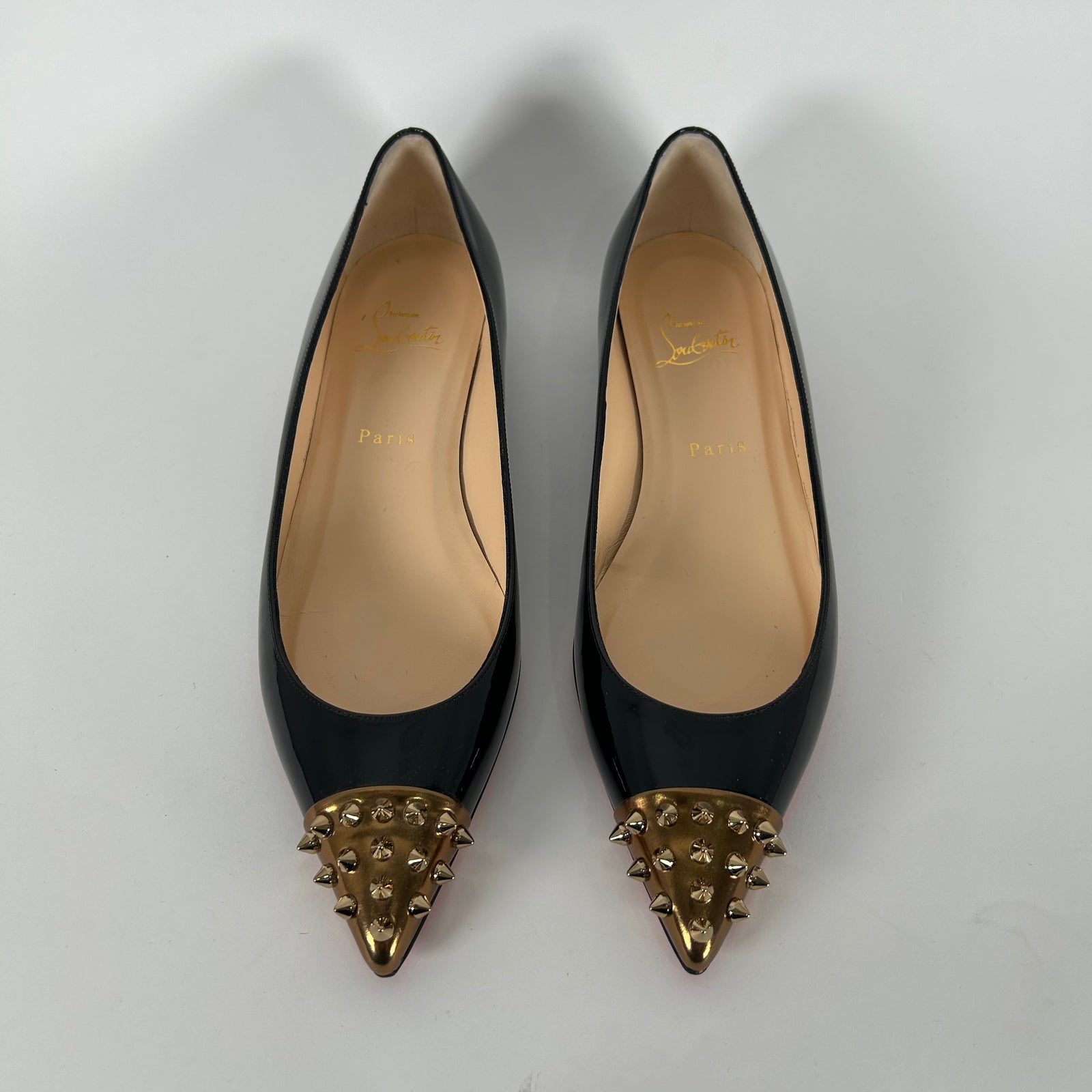 Christian Louboutin Geo Spiked Patent Flat Size 39.5