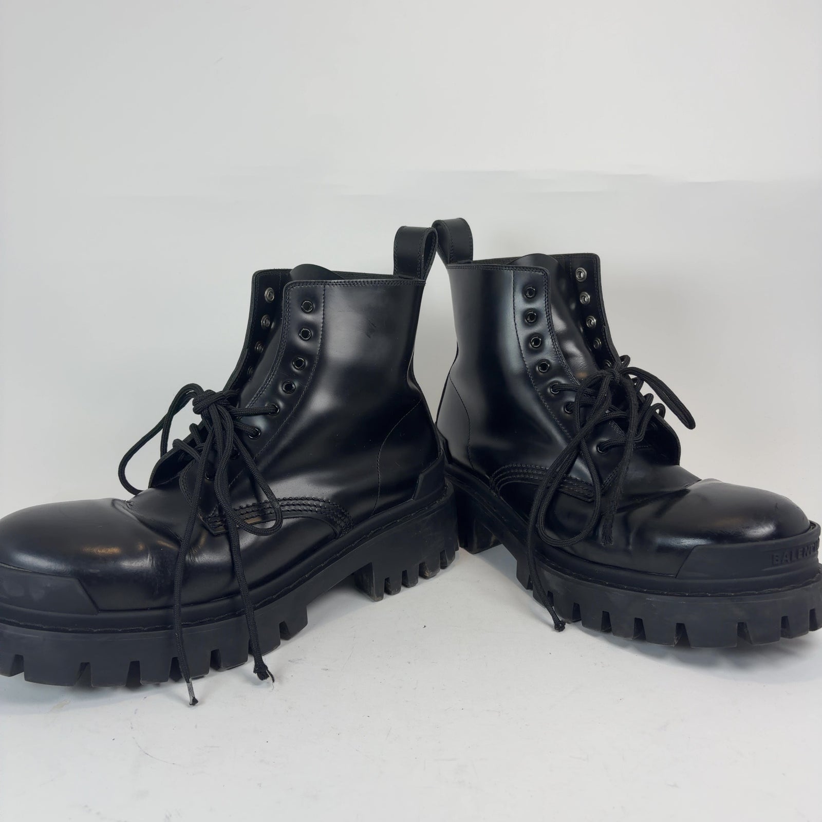 Balenciaga Black Leather Strike Boots