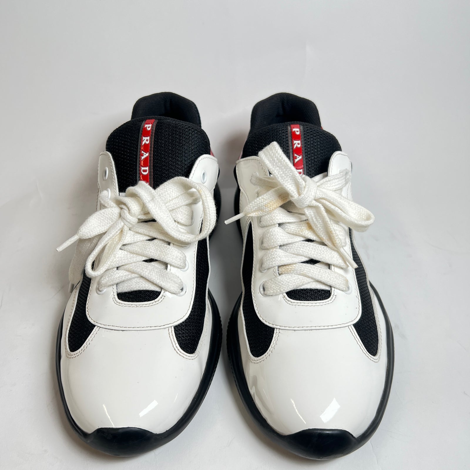 Prada White/Red Patent America Cups Size 9
