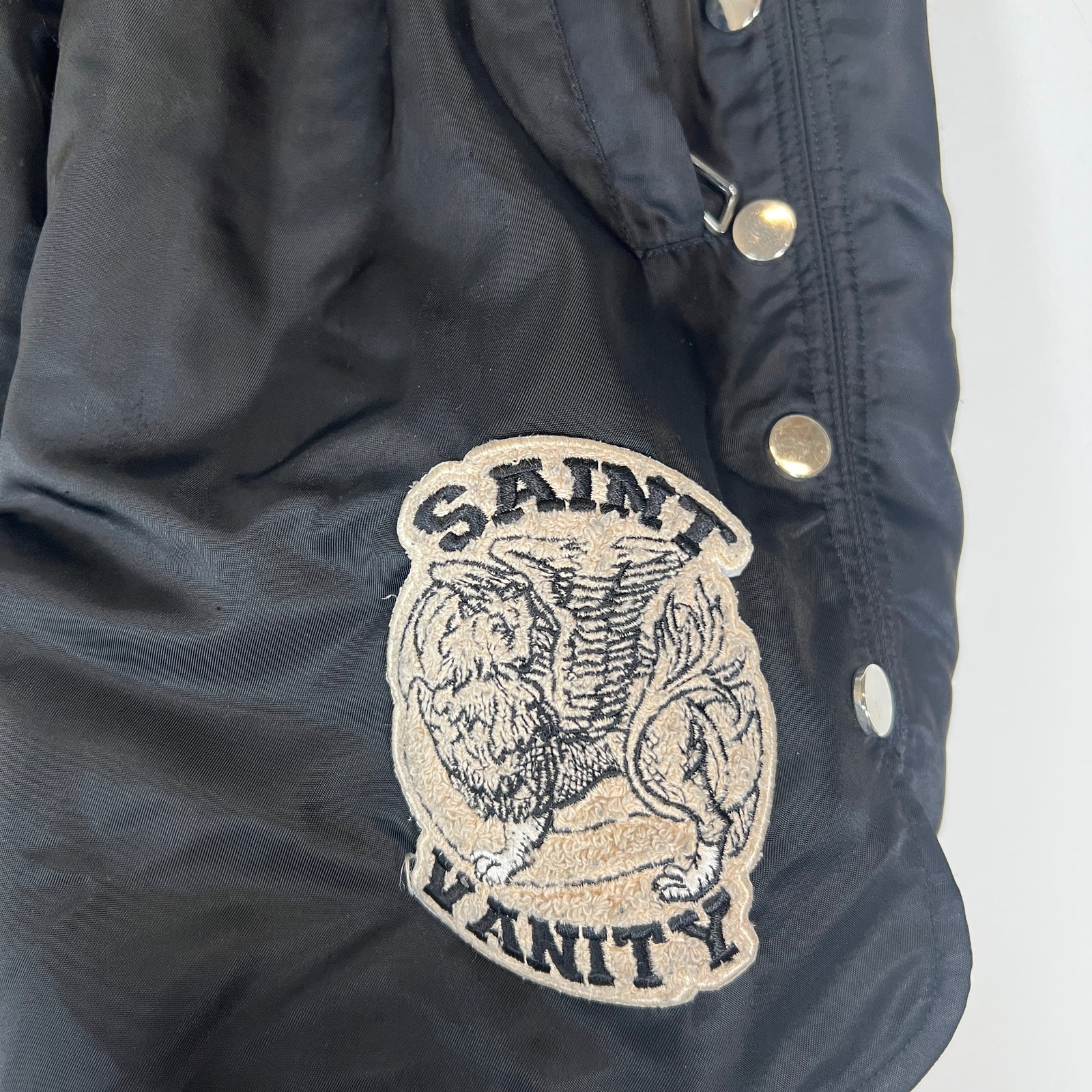 Saint Vanity Black Patch Logo Nylon Shorts Size M