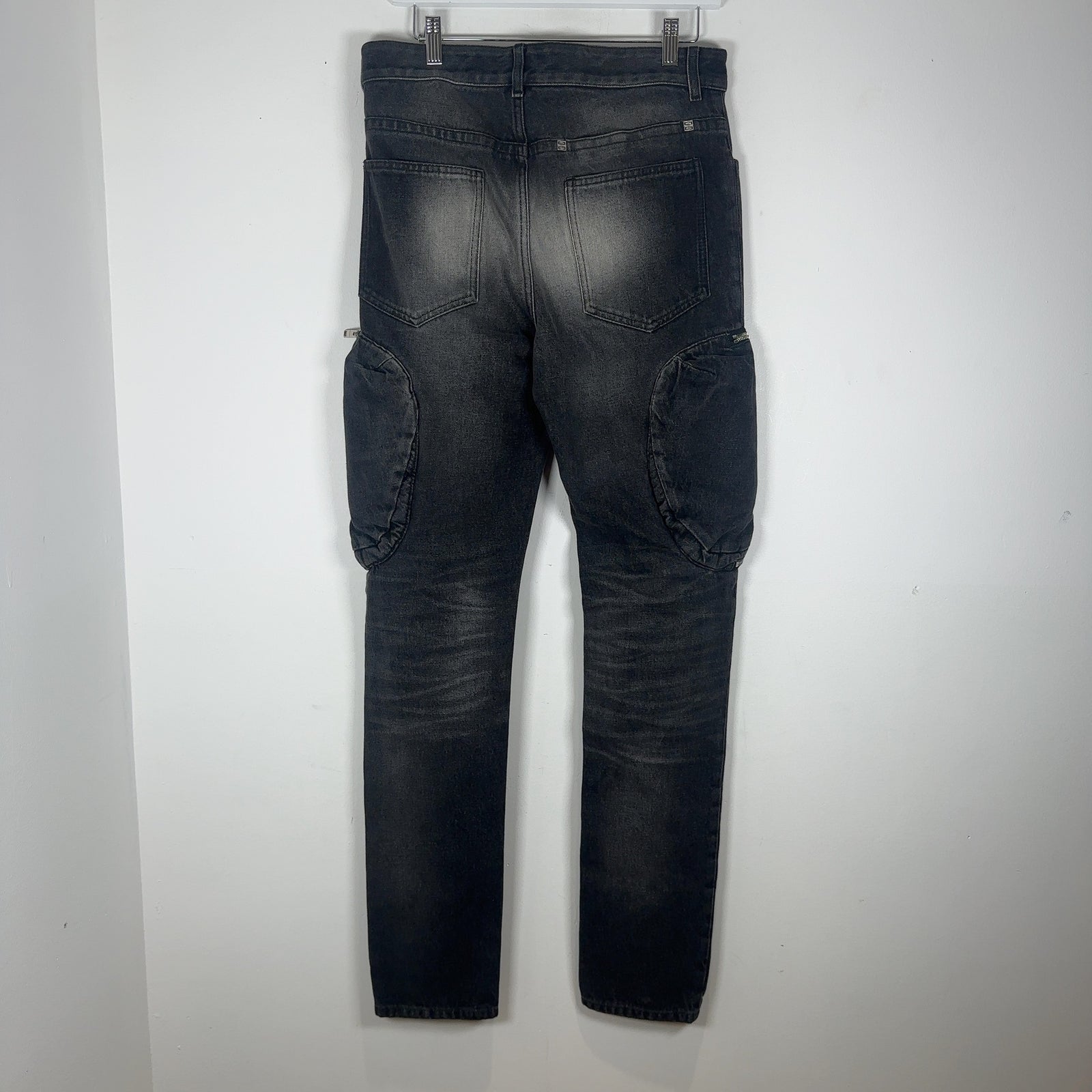 Givenchy Black Wash Cargo Zipper Jeans Size 30