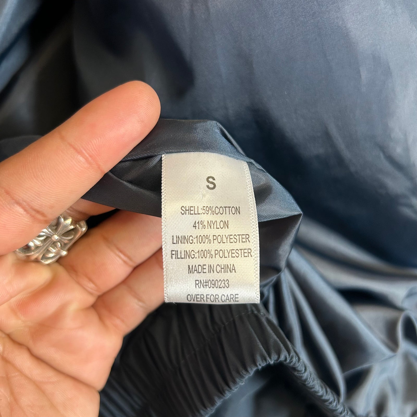 Fear Of God Essentials Navy Nylon Puffer Jacket Size S