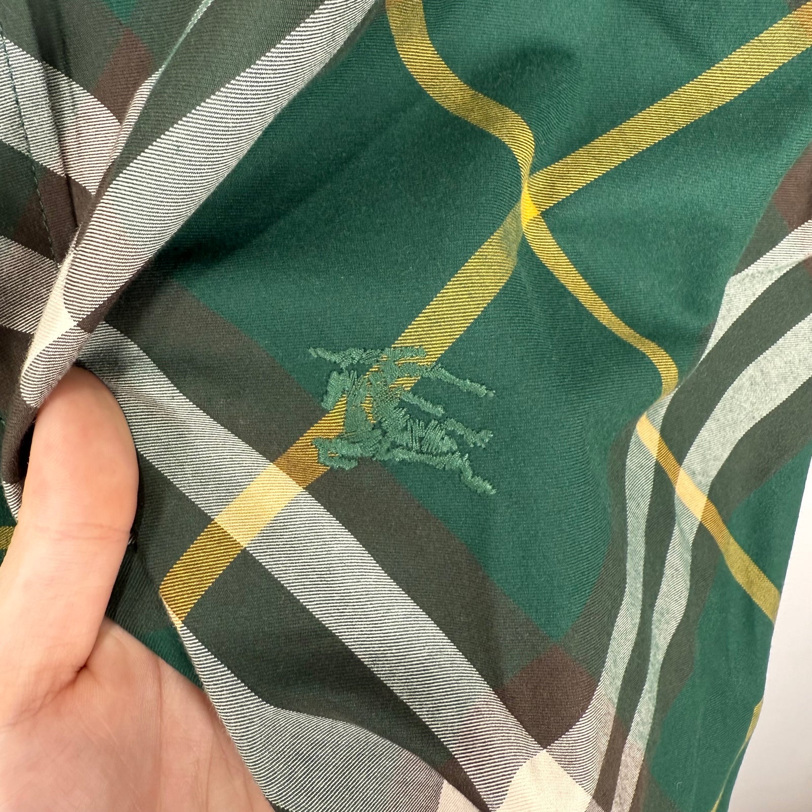 Burberry Green Plaid Button-Up T-Shirt Size XXL