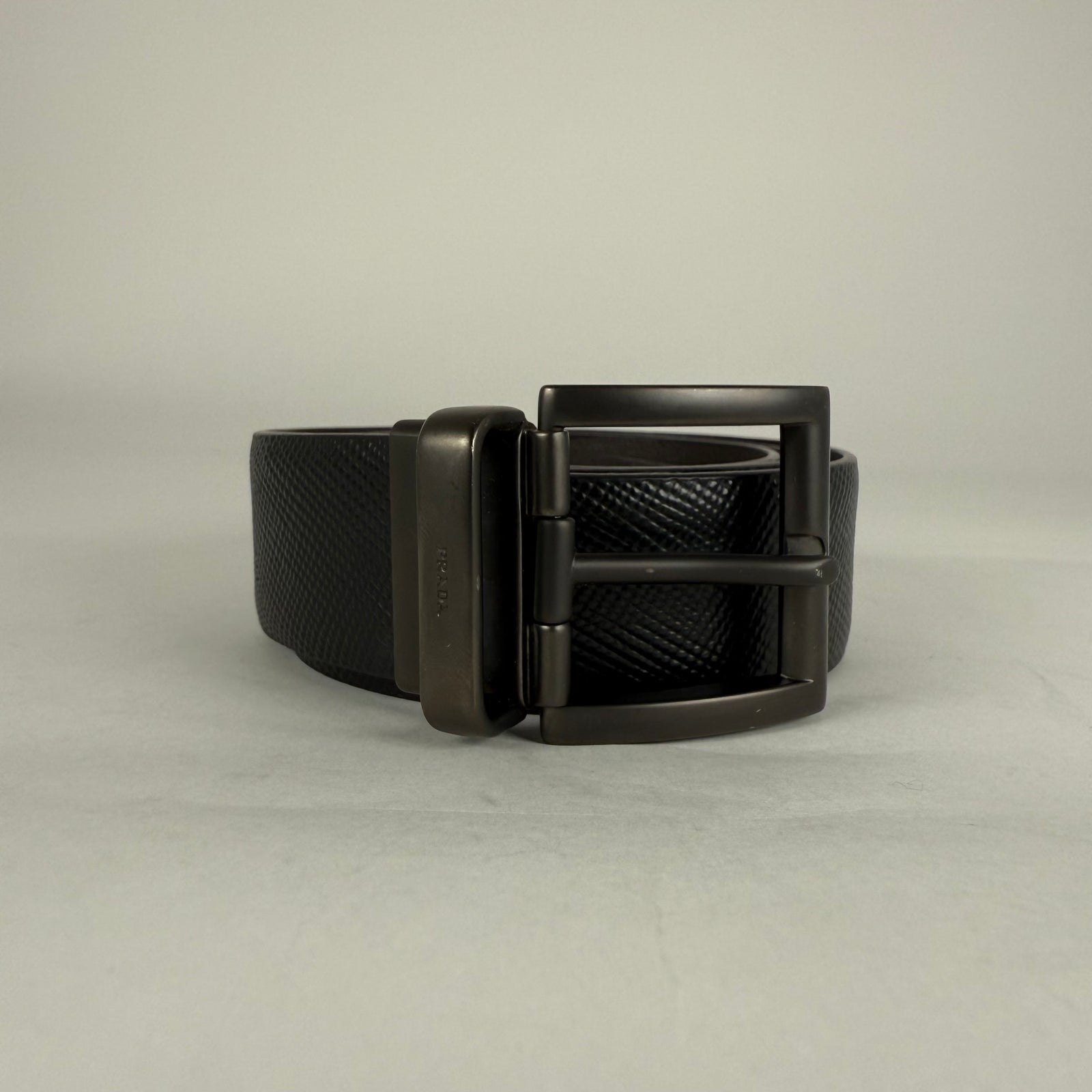 Prada Black Saffiano Leather Belt Size 32
