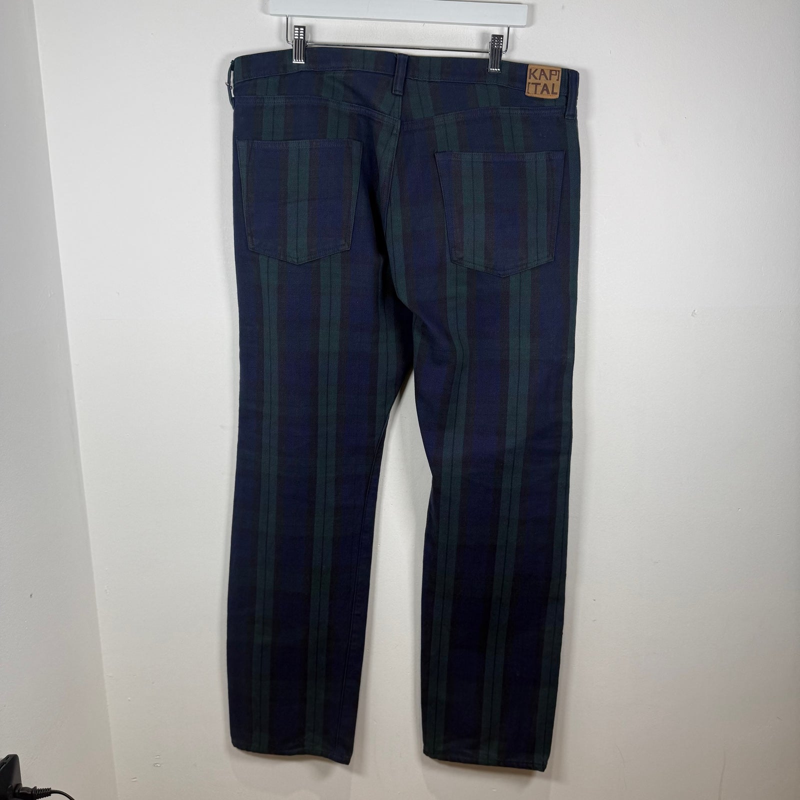 Kapital Plaid Blue/Green Gem Pants Size 38
