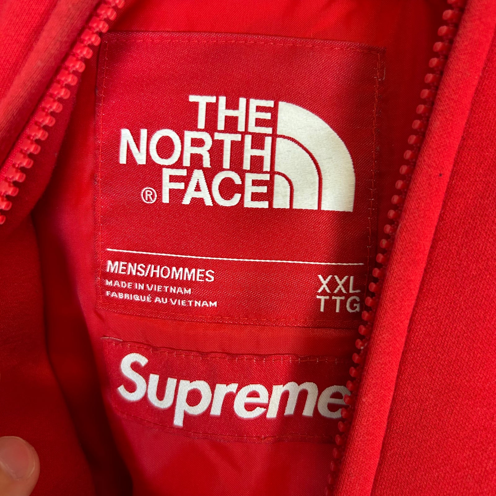 Supreme x The North Face Red Down Filled Oversized Zip-Up Hoodie Size XXL