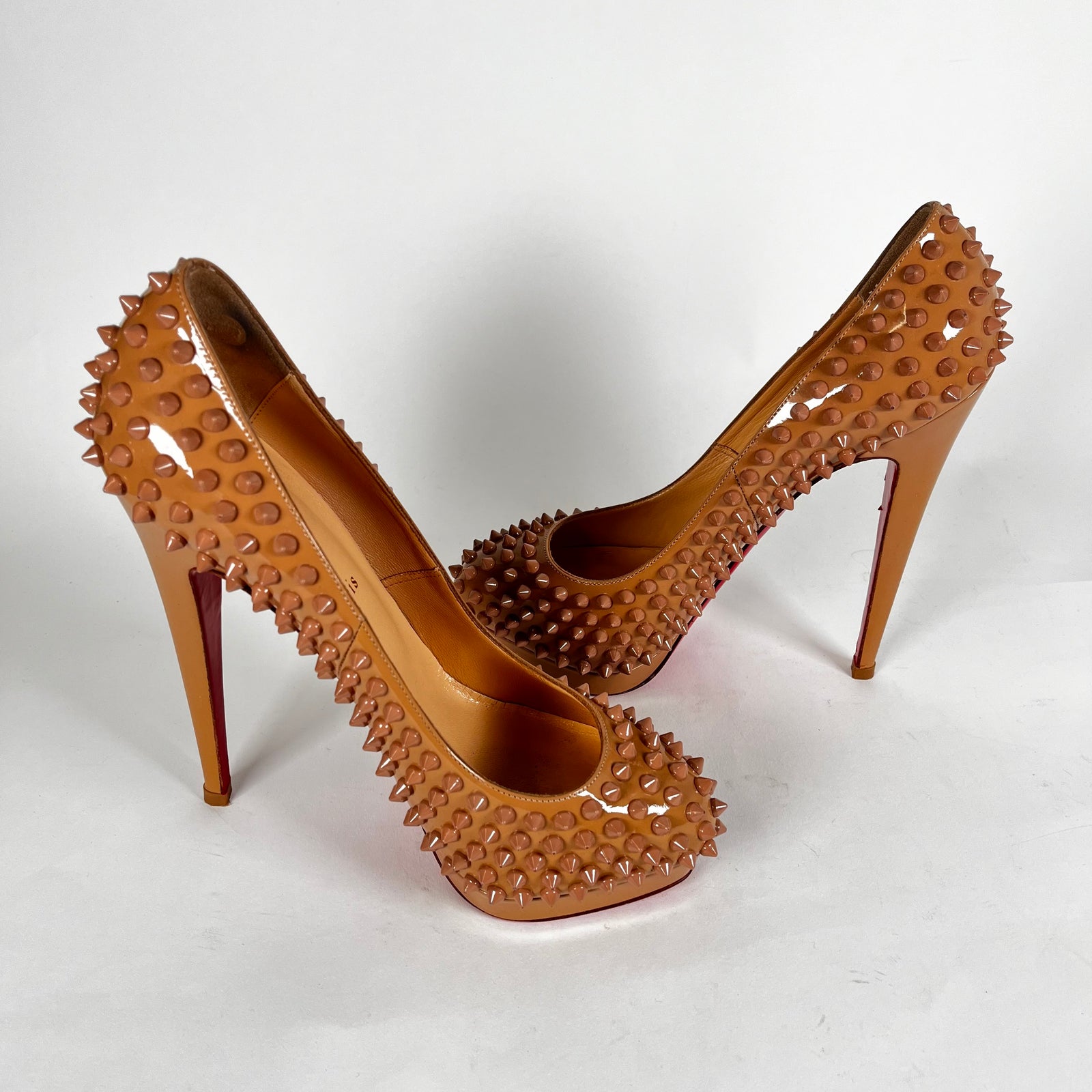 Christian Louboutin Tan Spiked Heels Size 40