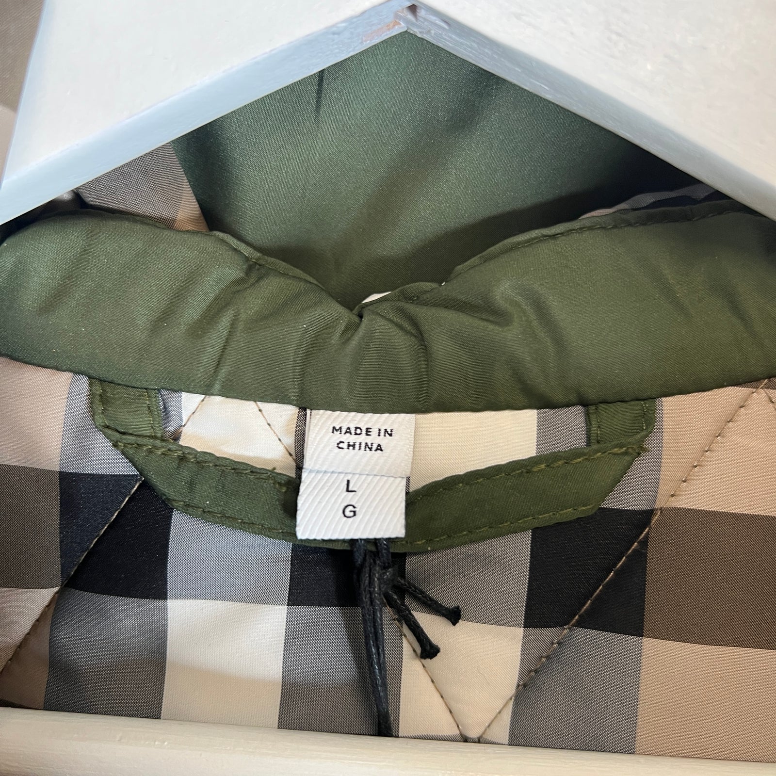 Burberry Olive Quilted Hooded Jacket Size L