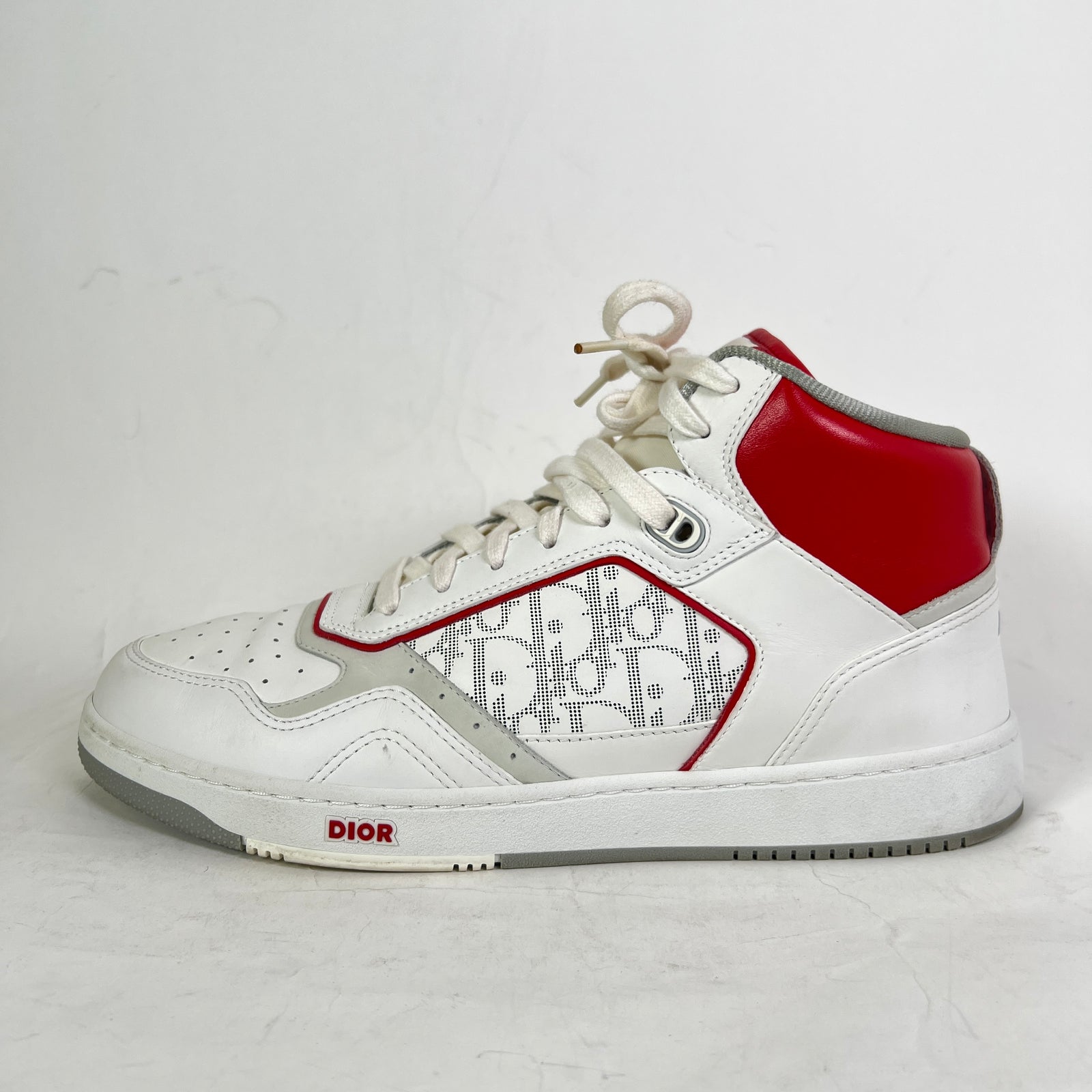 Dior B27 White/Red Oblique Uptown Mid-Top Sneaker Size 45