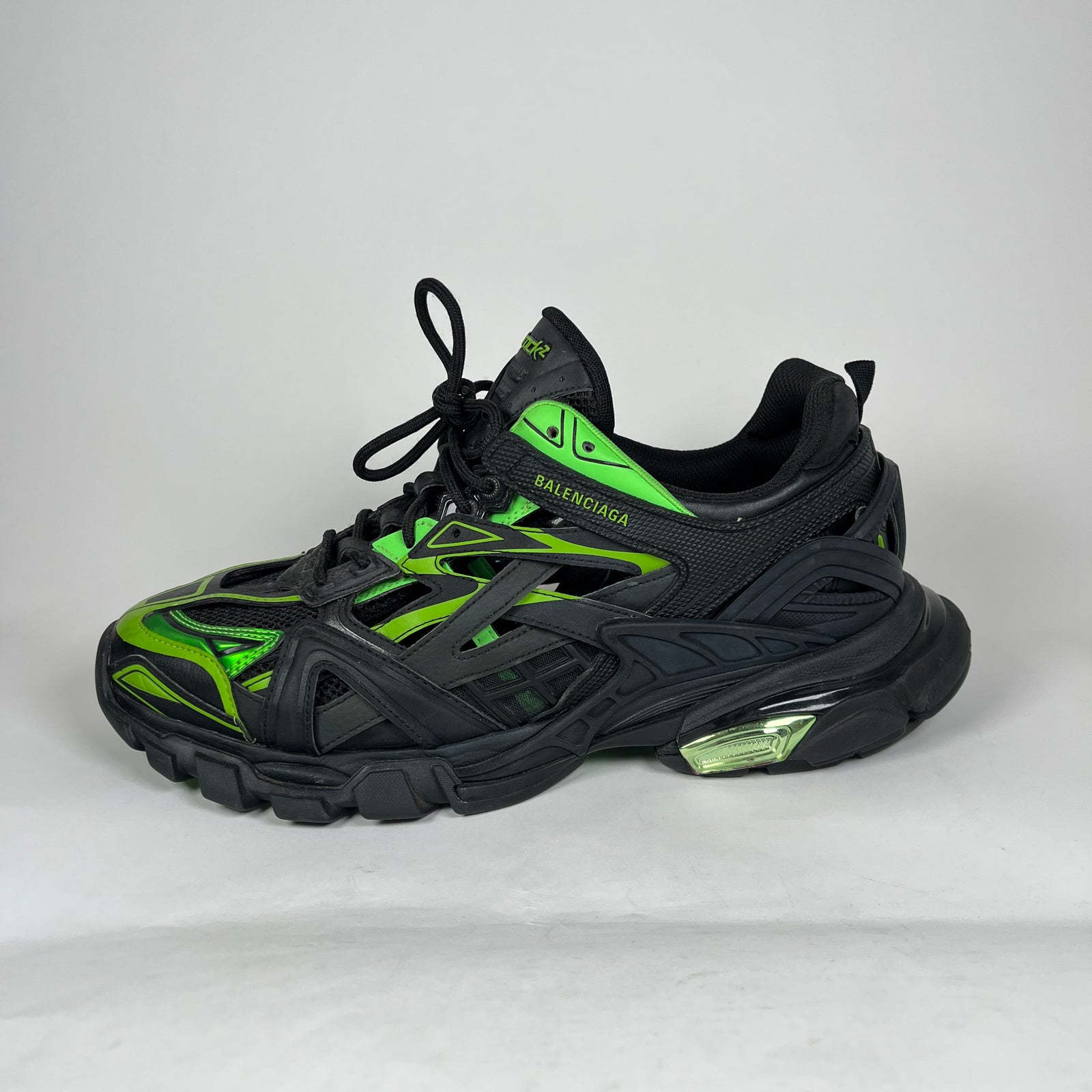 Balenciaga Black/Green Track 2 Sneaker Size 45