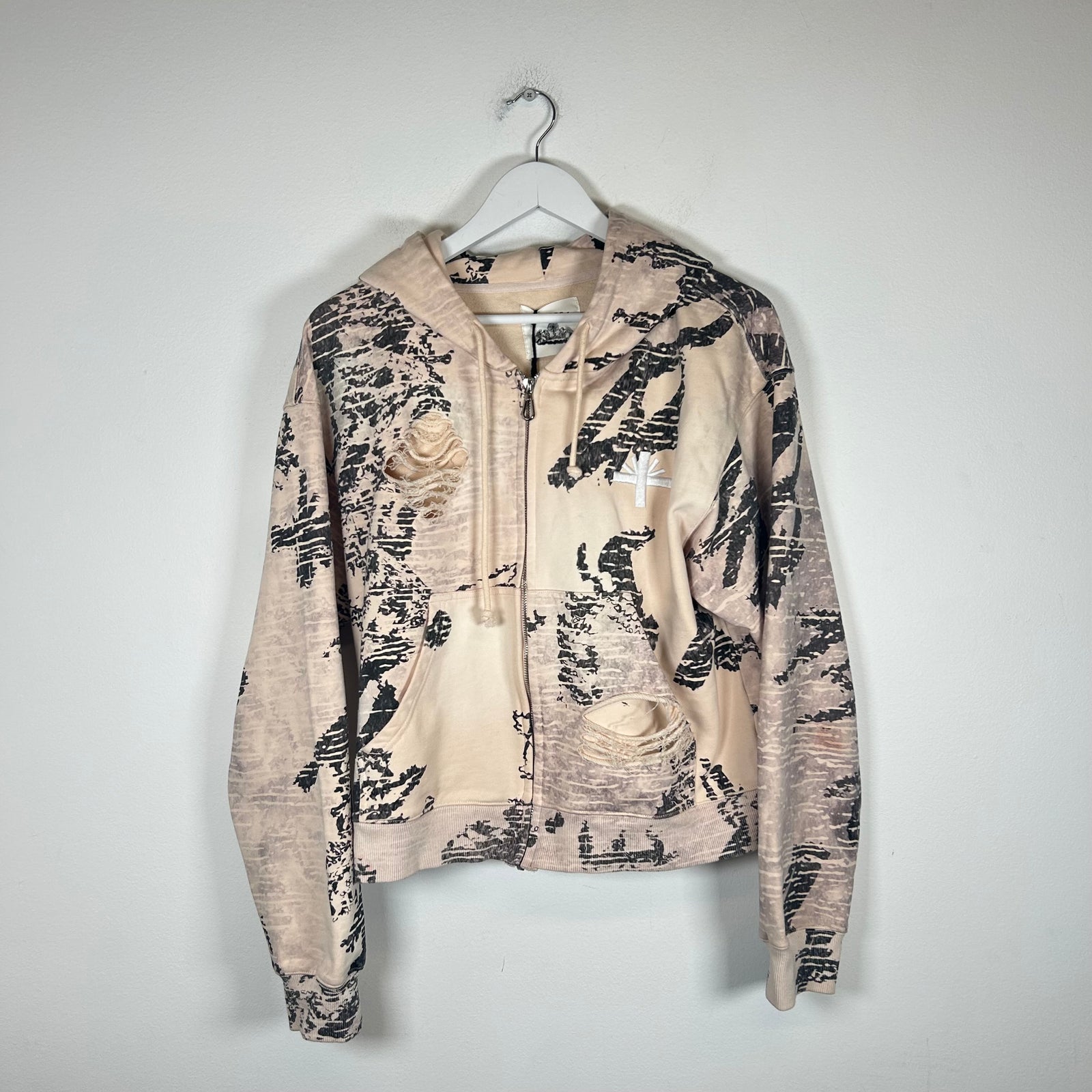Vertabrae Ivory Graffiti Zip Up Hoodie Size S