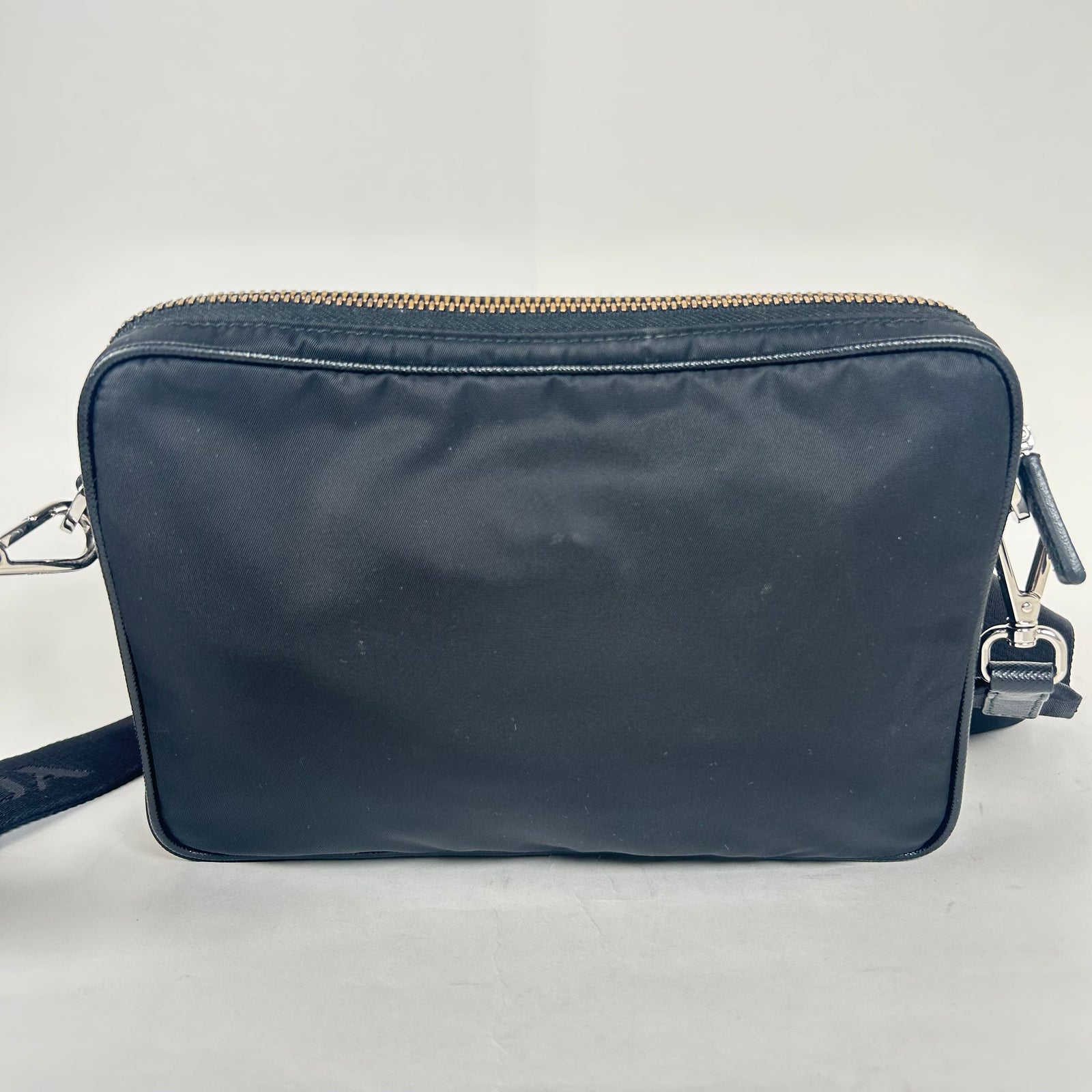 Prada Black Re-Nylon Saffiano Trim Crossbody Bag