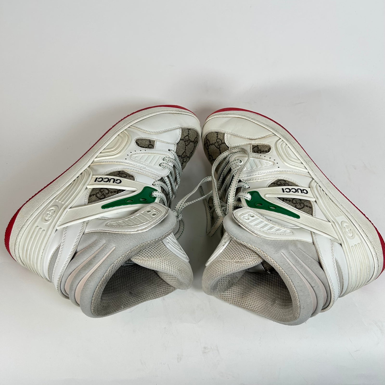 Gucci White/Red Gucci Basket High-Top Sneaker Size GG 8
