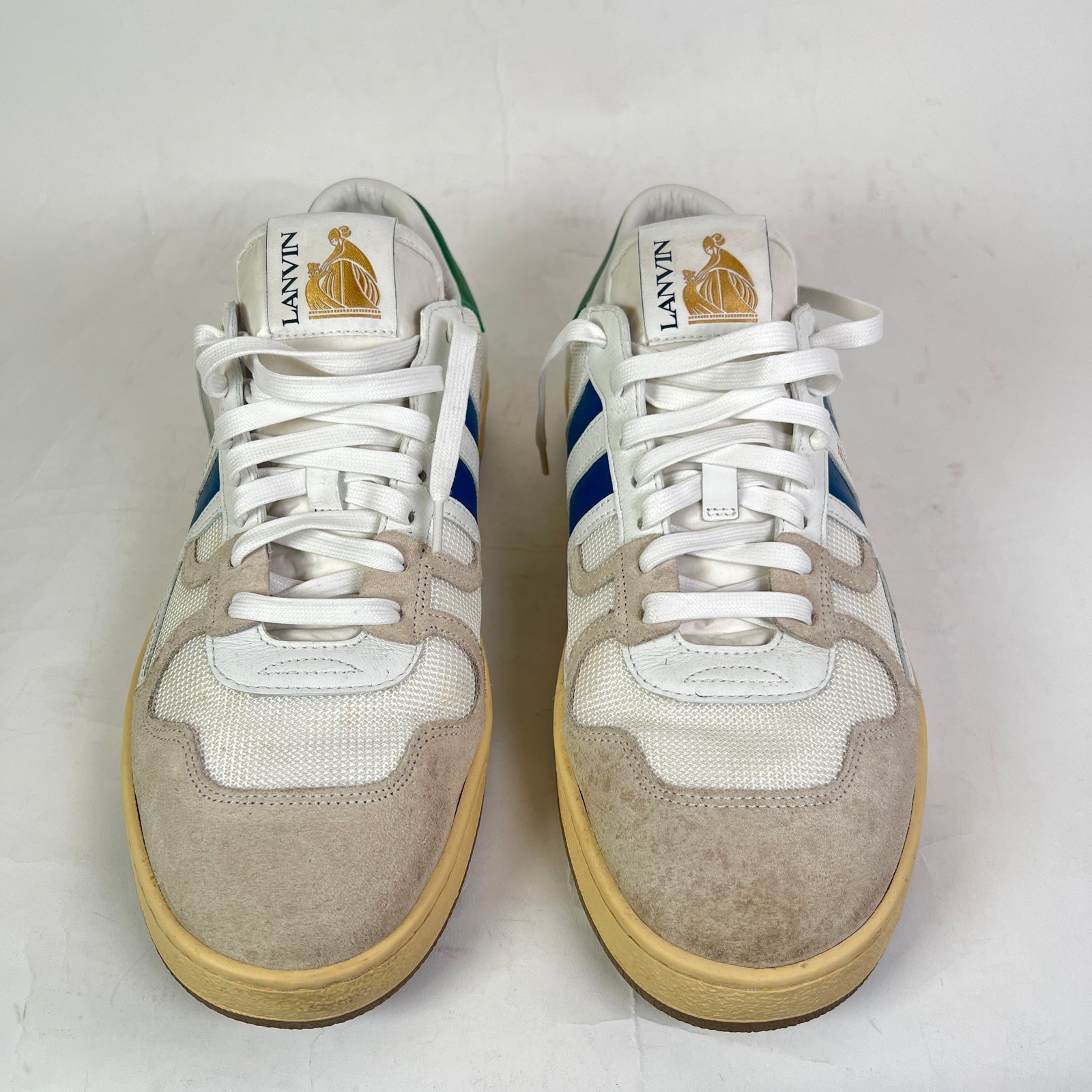 Lanvin White/Blue Clay Low-Top Sneaker Size 44