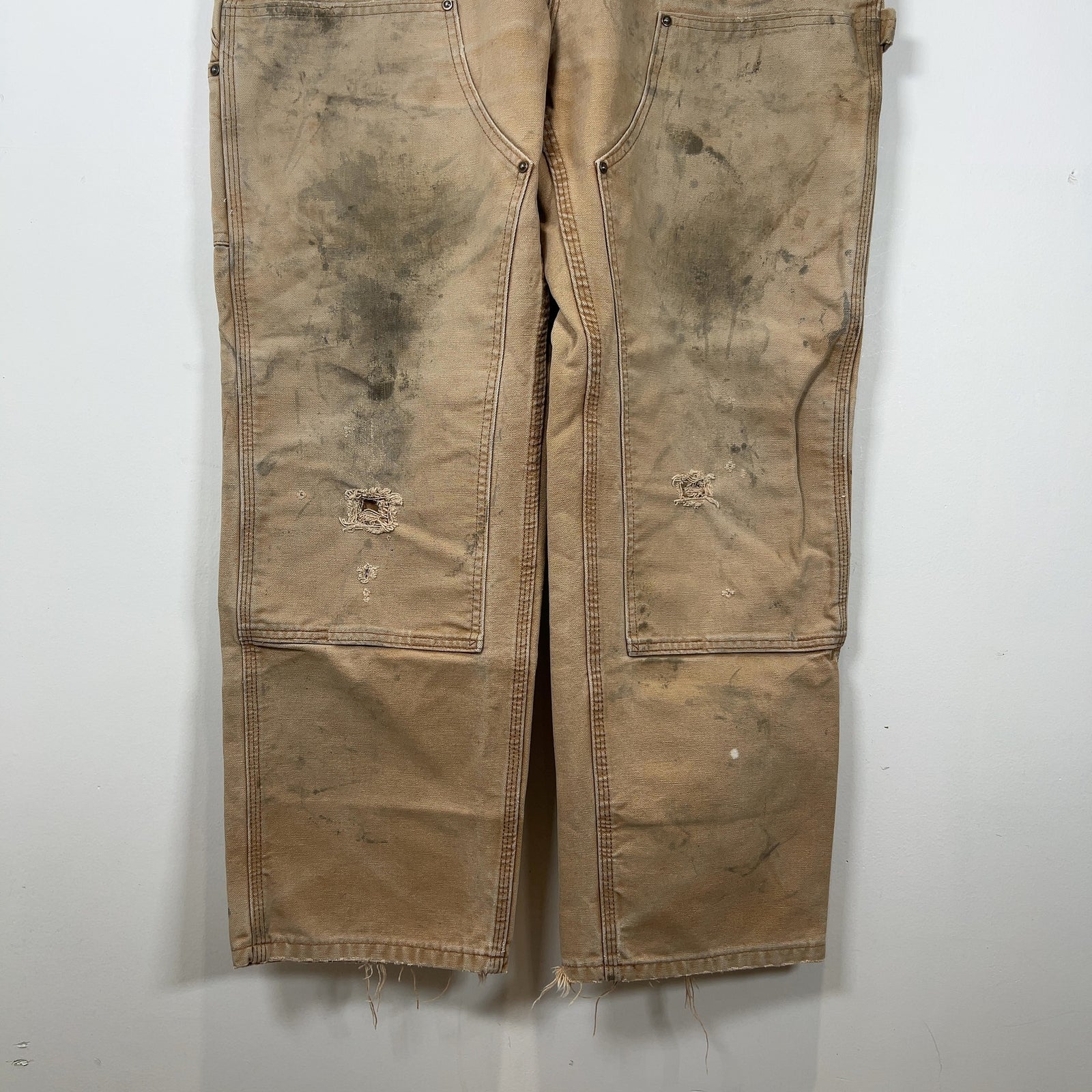 Carhartt Vintage Faded Khaki Distressed 'Double Knee' Carpenter Pants