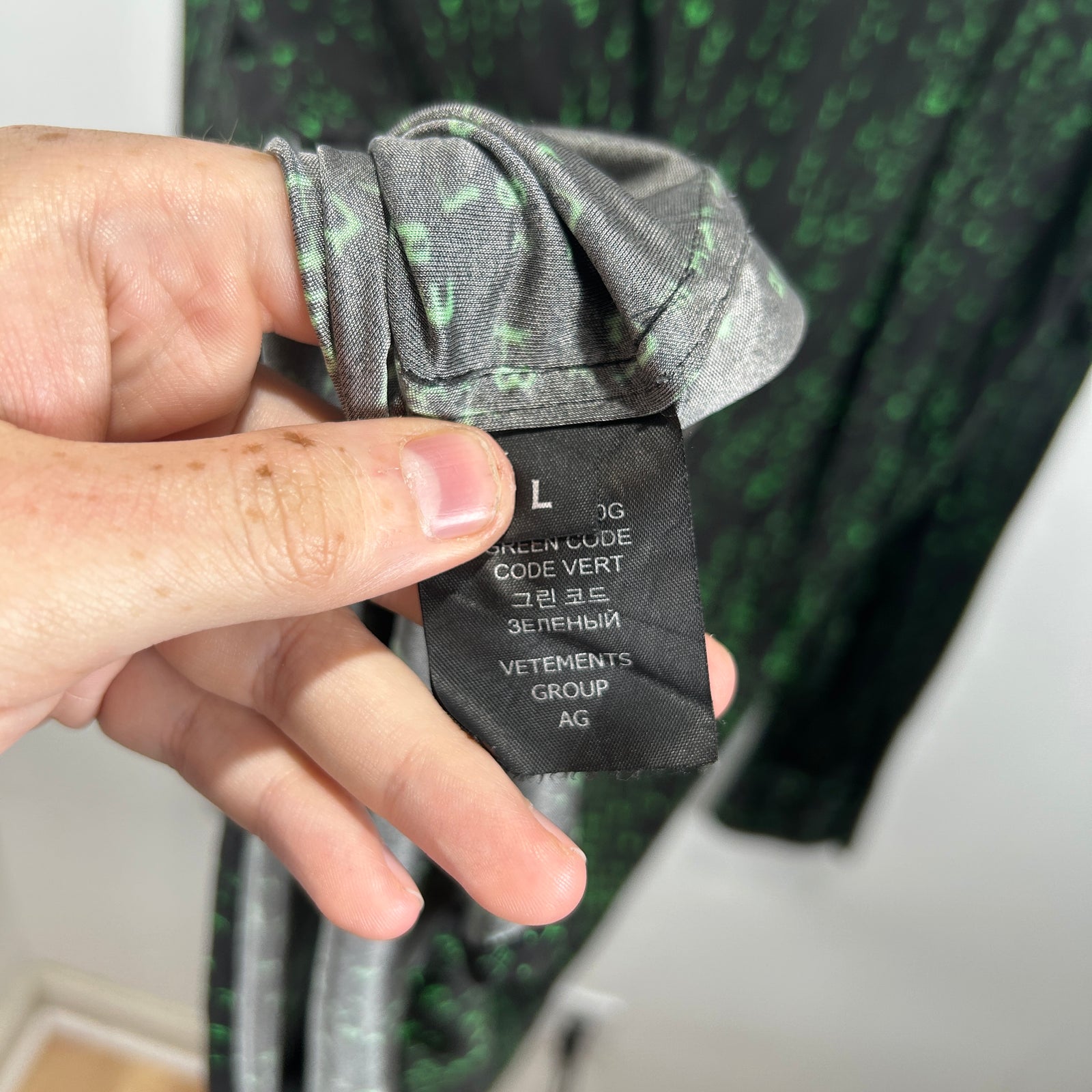 Vetements Matrix Code Viscose Button Up Oversized Shirt Size L