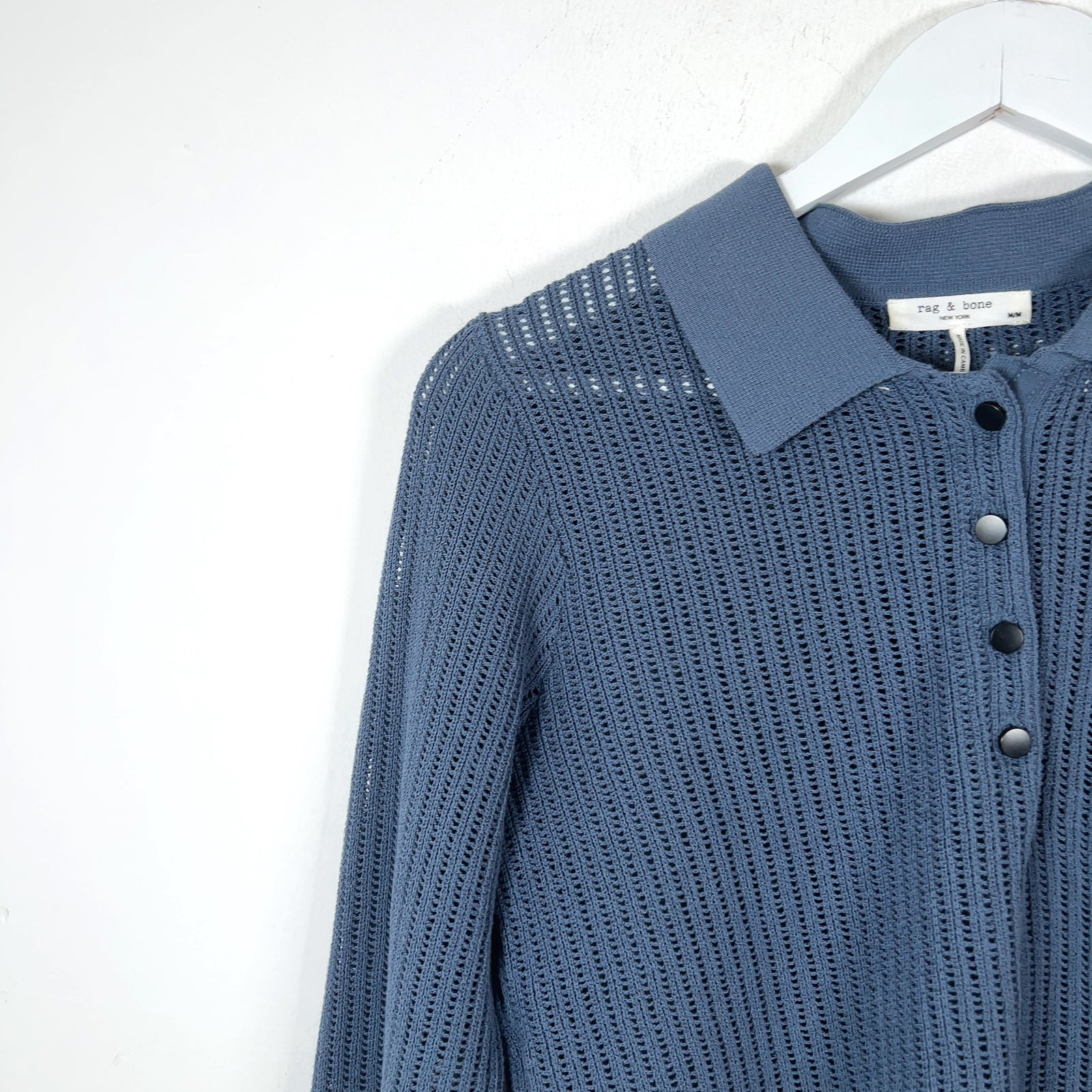Rag & Bone Knitted Cropped Button-Up Polo Shirt
