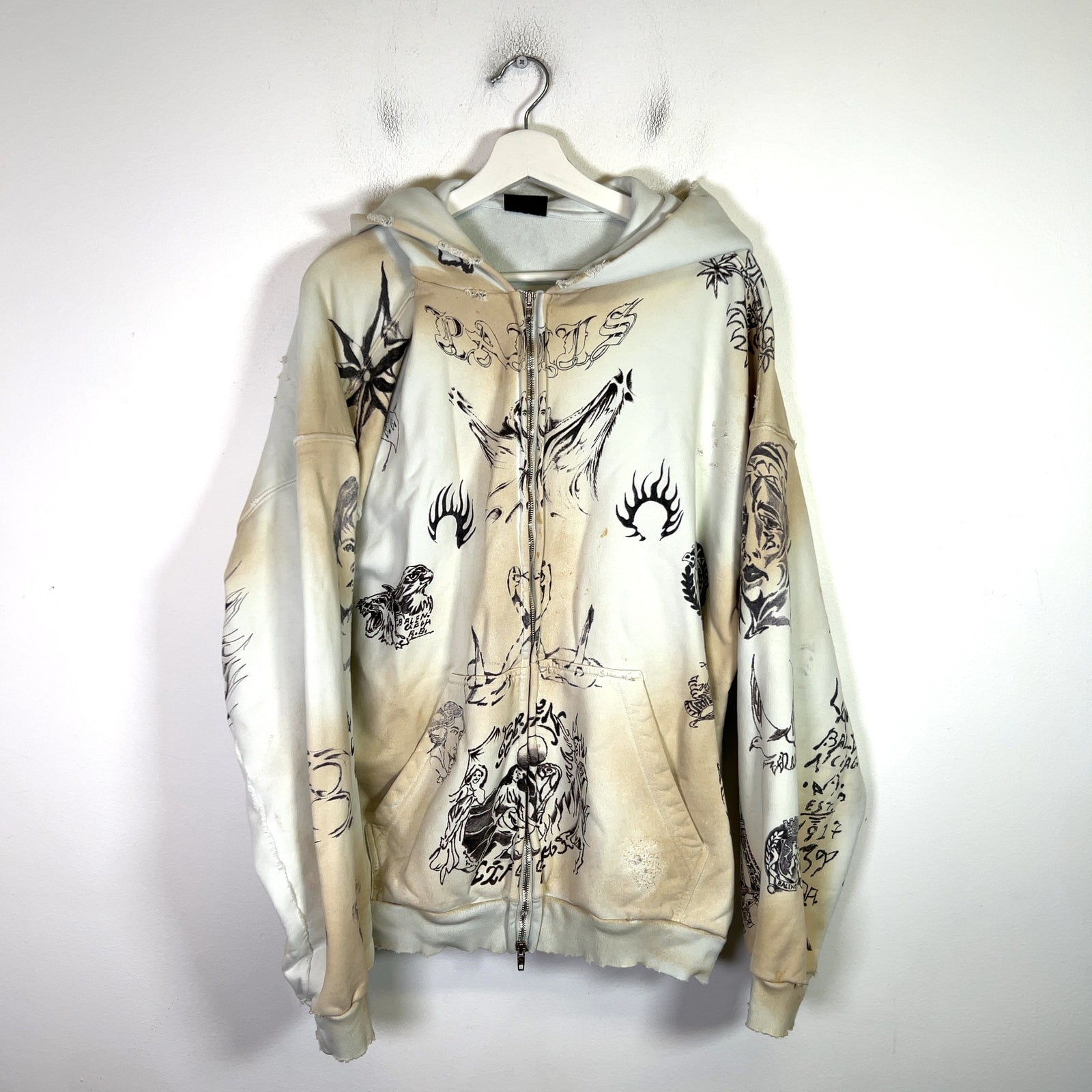 Balenciaga SS24 Tattoo Zip-Up Hoodie