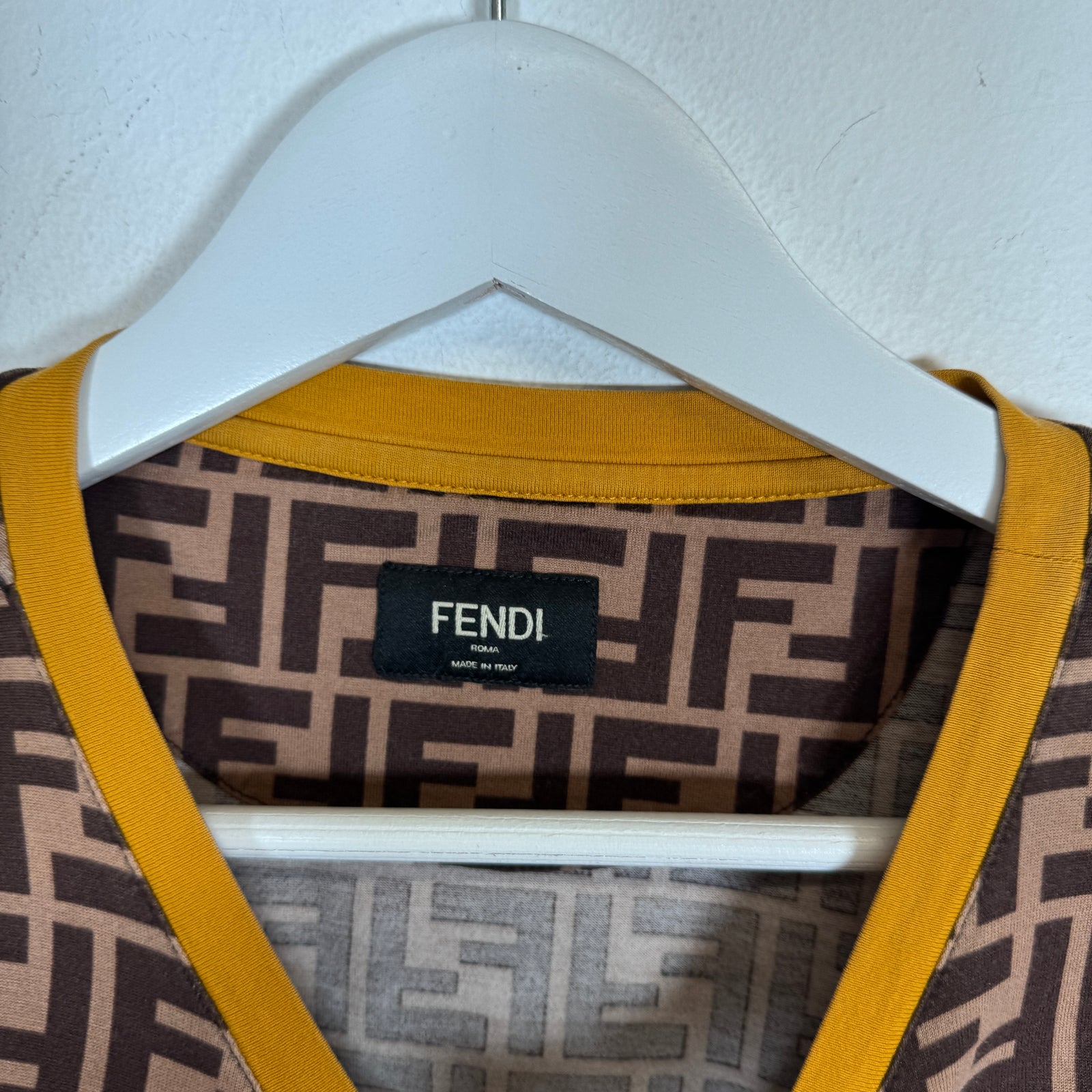 Fendi Brown All Over Monogram Logo Tee Size S
