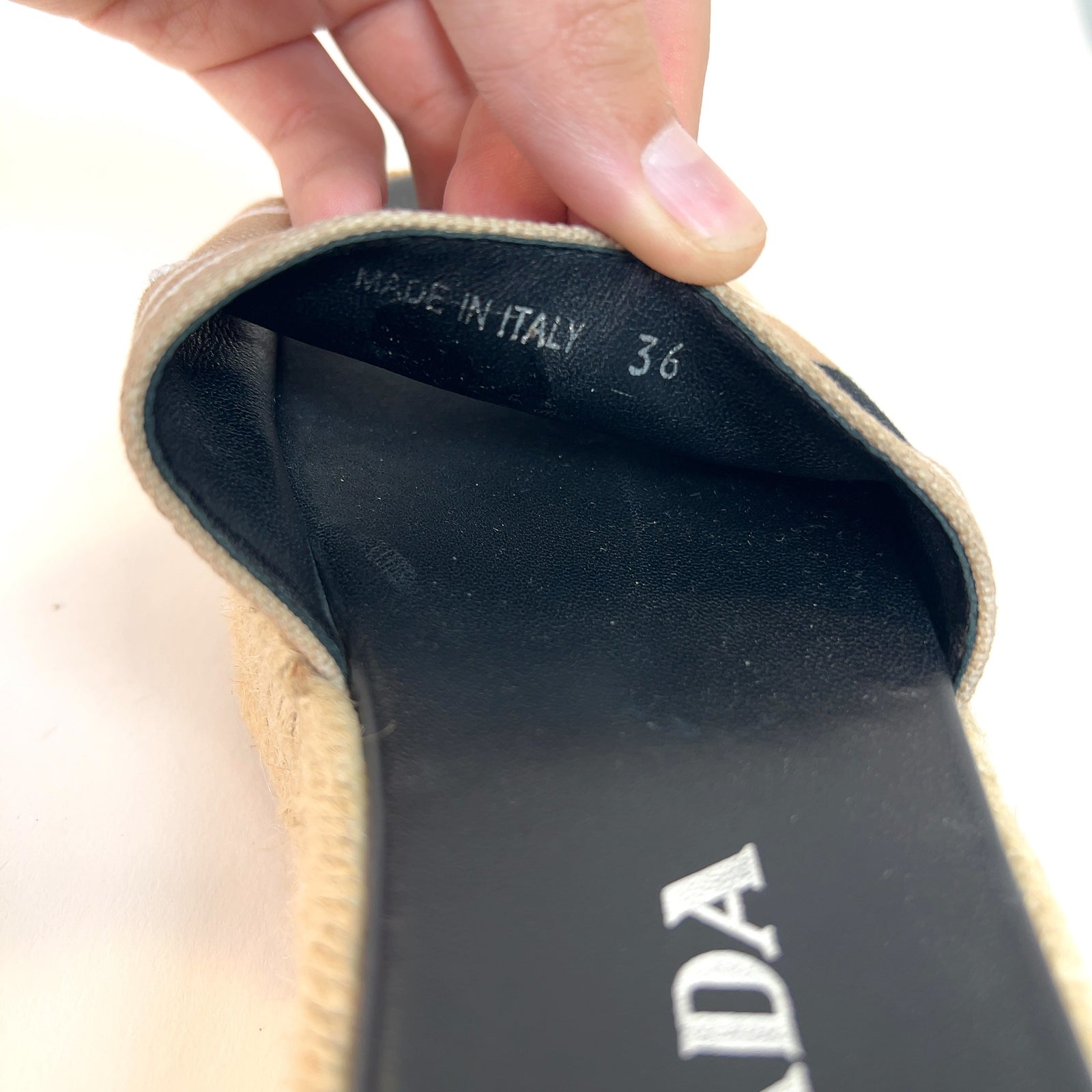 Prada Logo Logo Espardille Platform Sandals