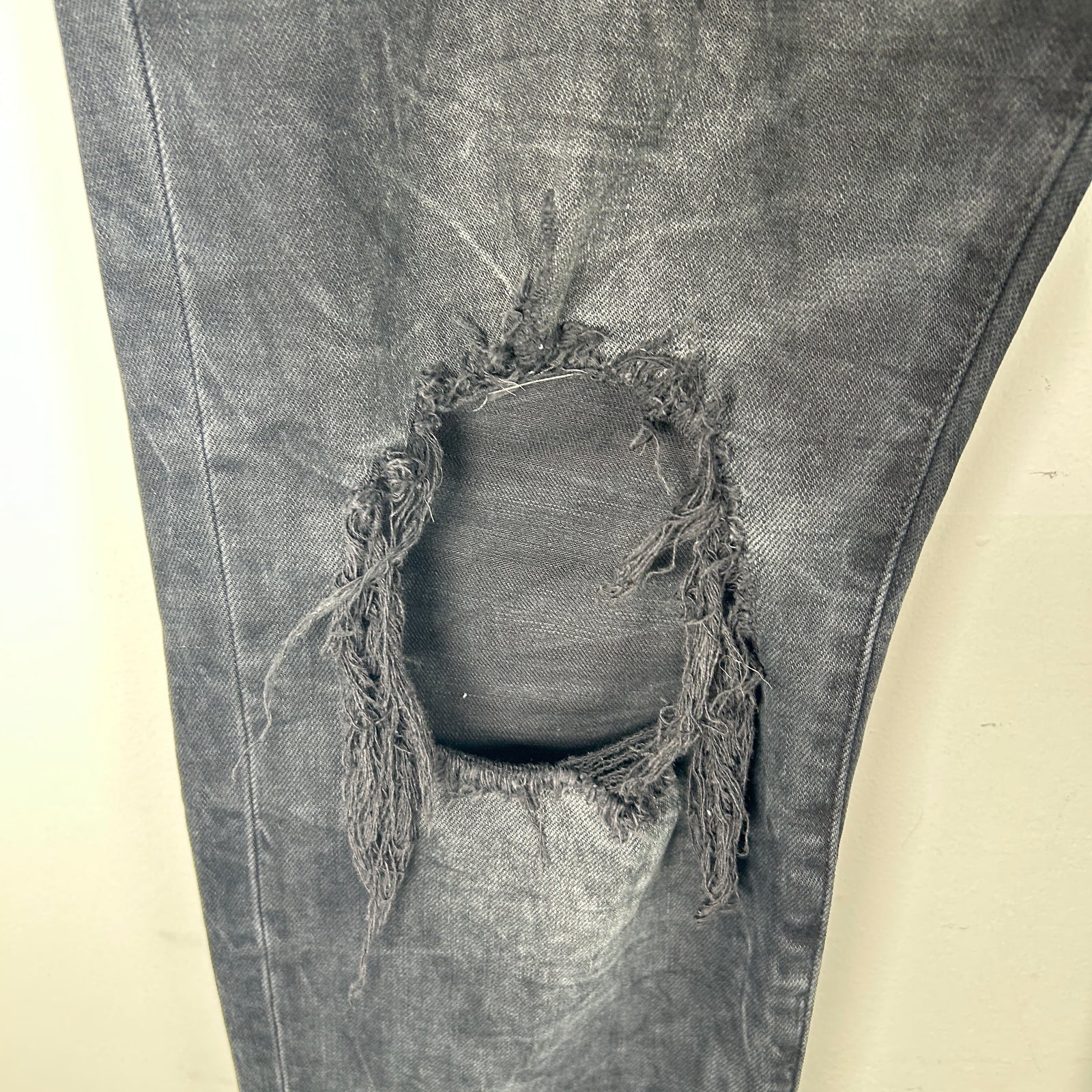 Purple Black Distressed Jeans Size 38