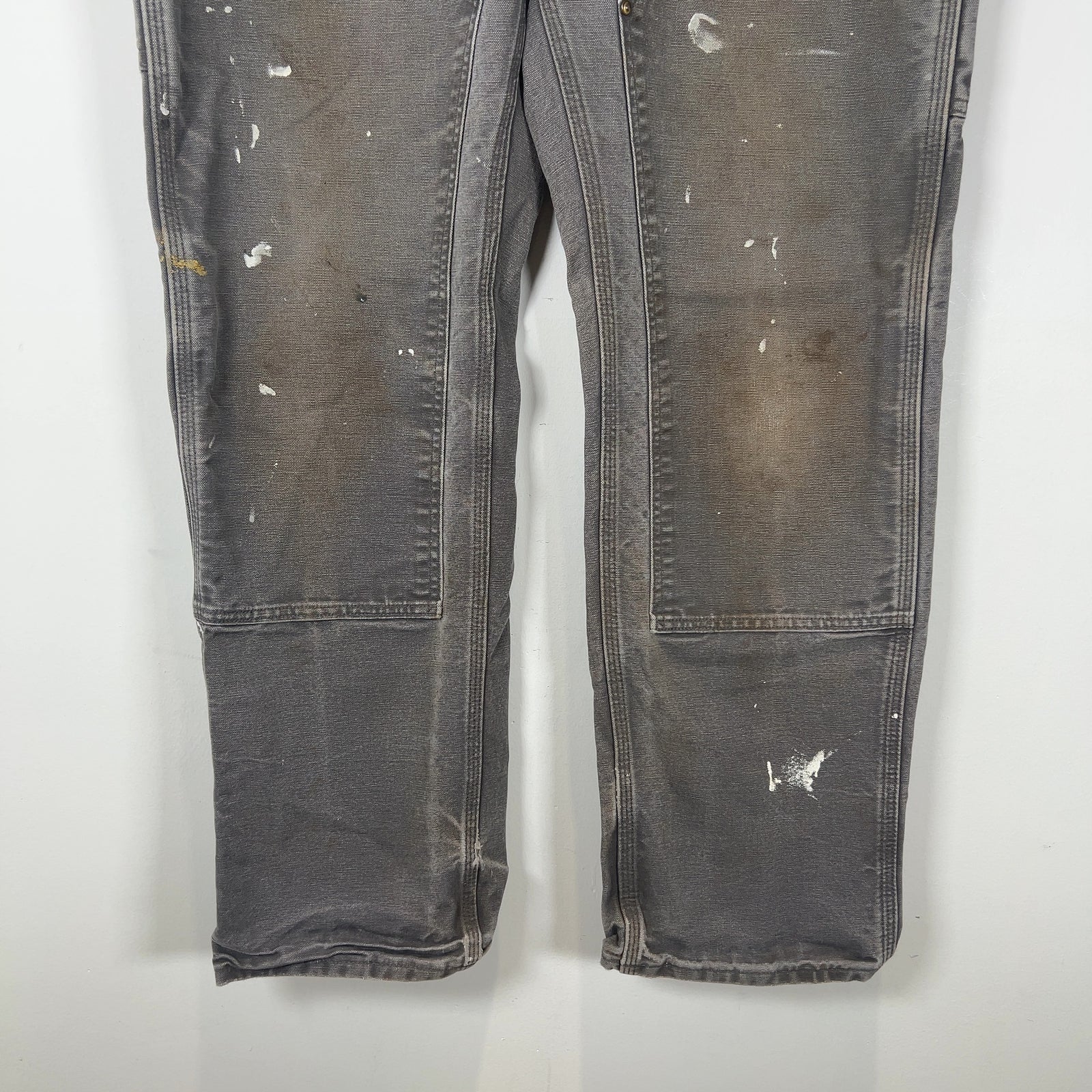Carhartt Faded Grey Distressed 'Double Knee' Carpenter Pants