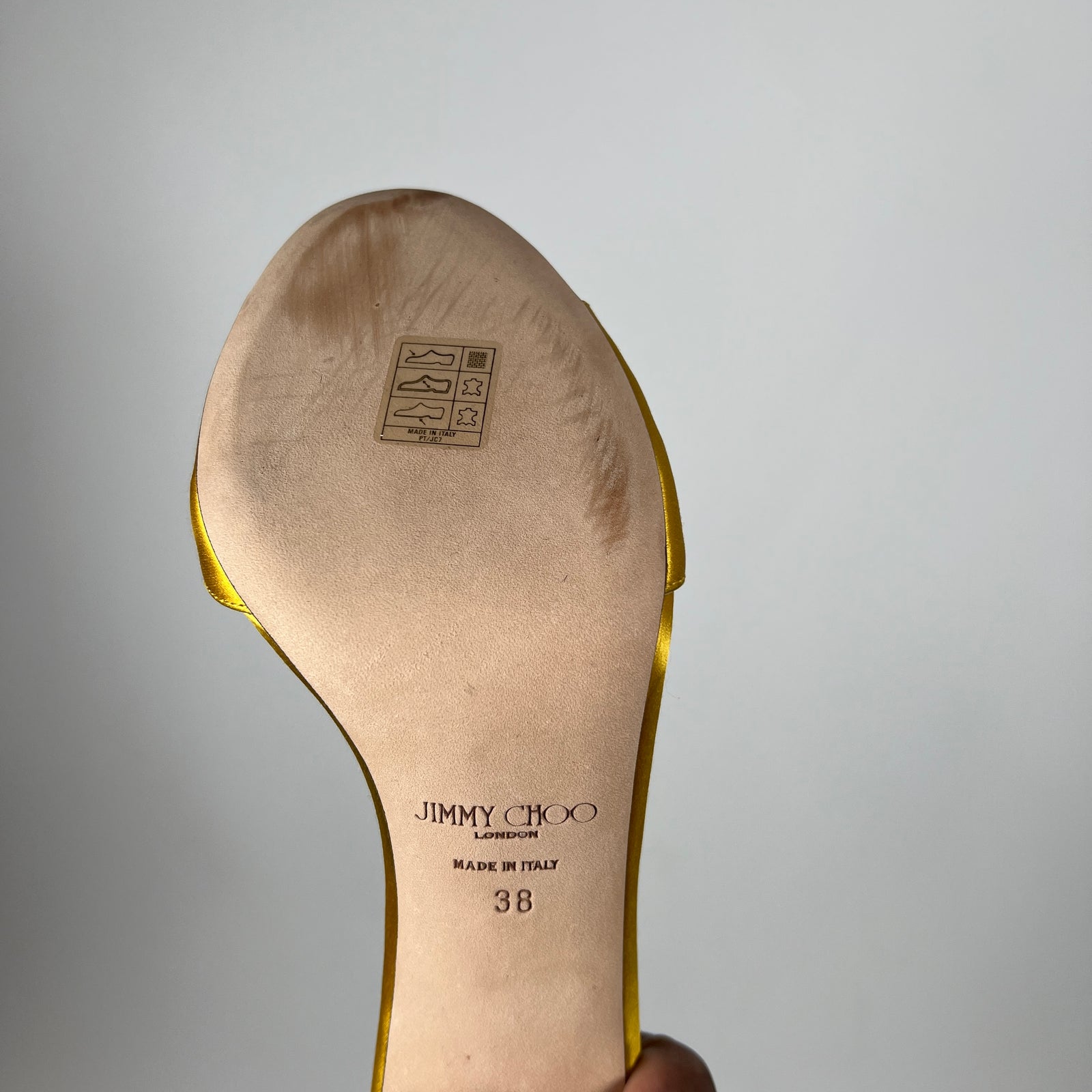 Jimmy Choo Yellow Stacey Crystal Embellished Sandals Size 38