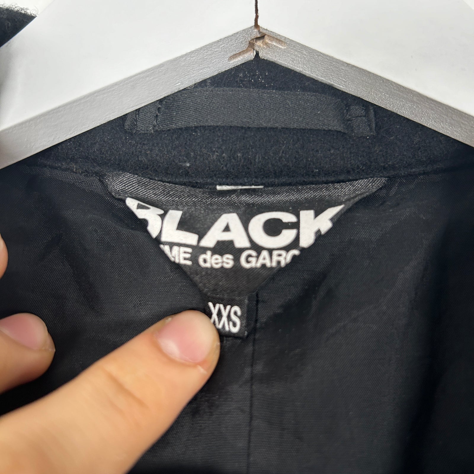 CDG Black Wool Trench Coat Size XXS